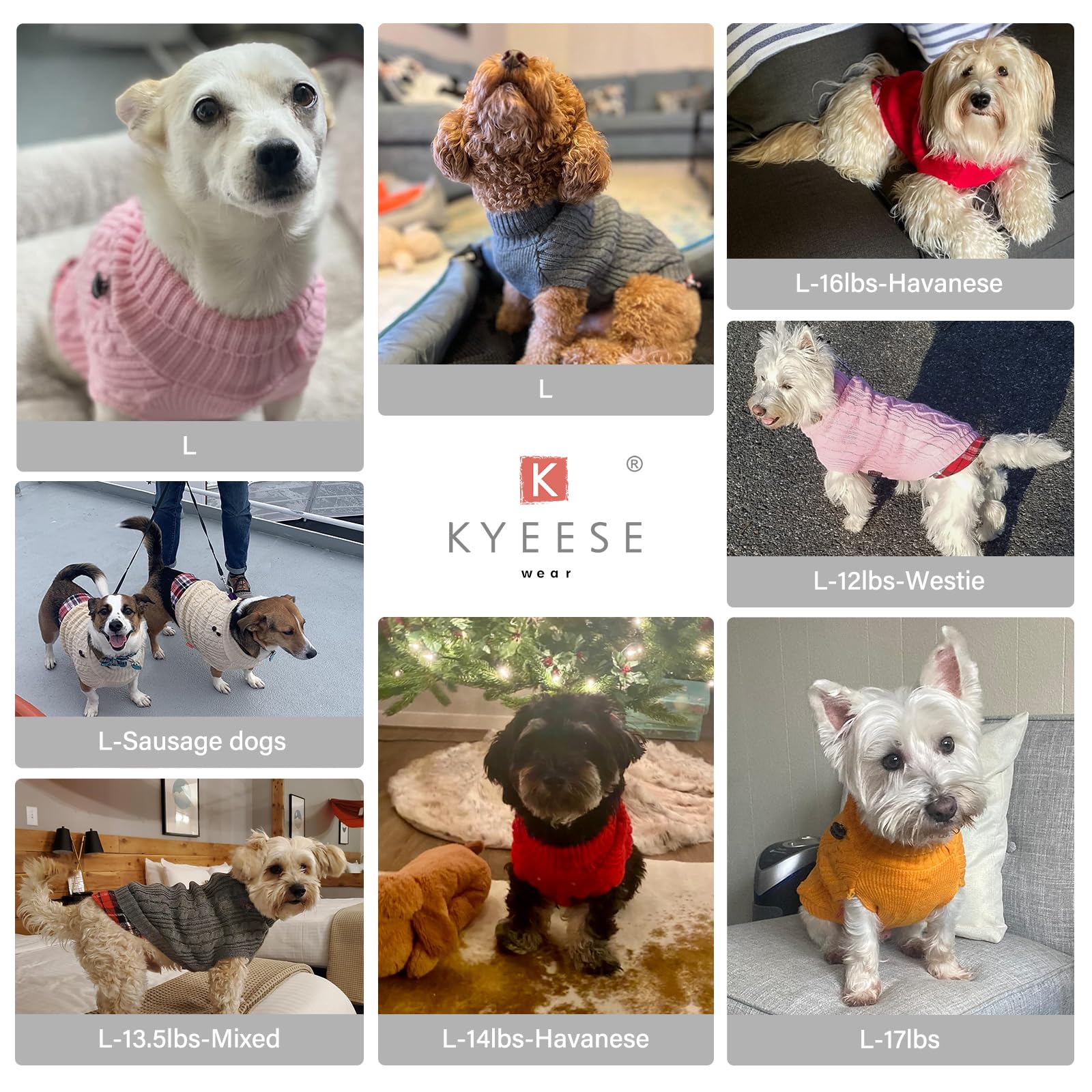 KYEESE Gingham Dog Sweater - Warm Knit Pullover for Medium Dogs, Cozy Pet Coat for Fall & Winter - Perfect for Outdoor Walks and Indoor Comfort