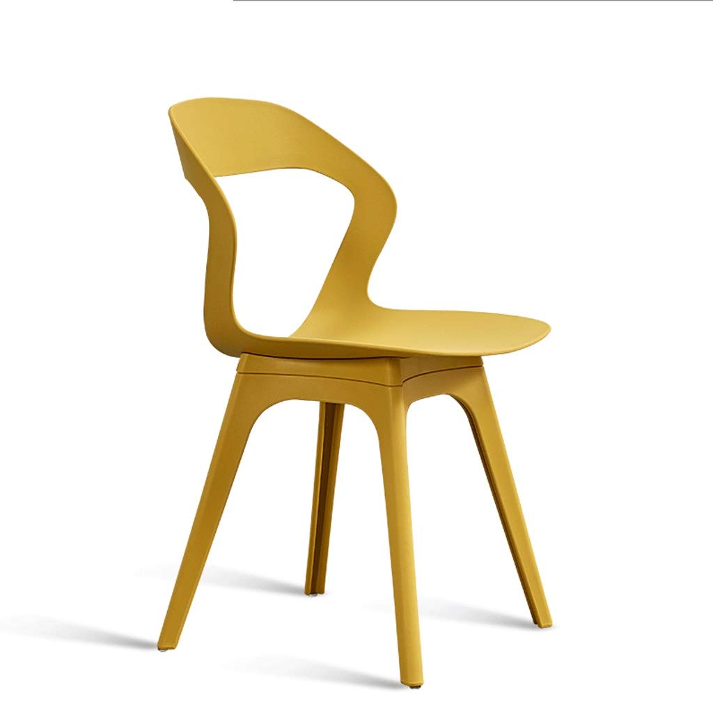 Nordic Plastic Dining Chair - Hollow Backrest Stool with Comfortable Support, Yellow - Perfect for Kitchen, Dining Room, Cafe, and Outdoor Patio Use