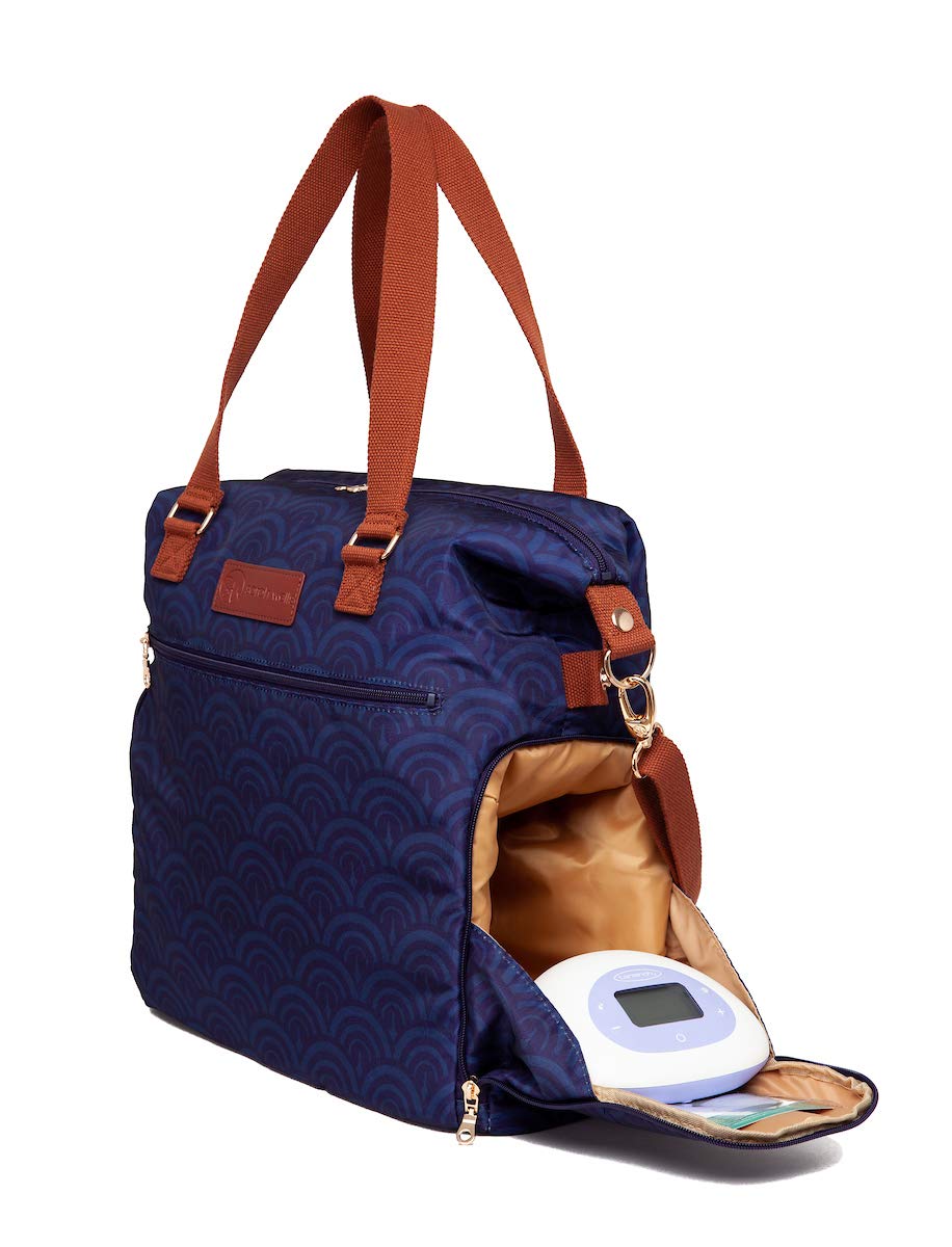 Sarah Wells Lizzy Breast Pump Bag - Insulated Cooler Pocket for Spectra, Medela & More Breast Pumps - Stylish Deco Design for Working Moms & Nursing on the Go