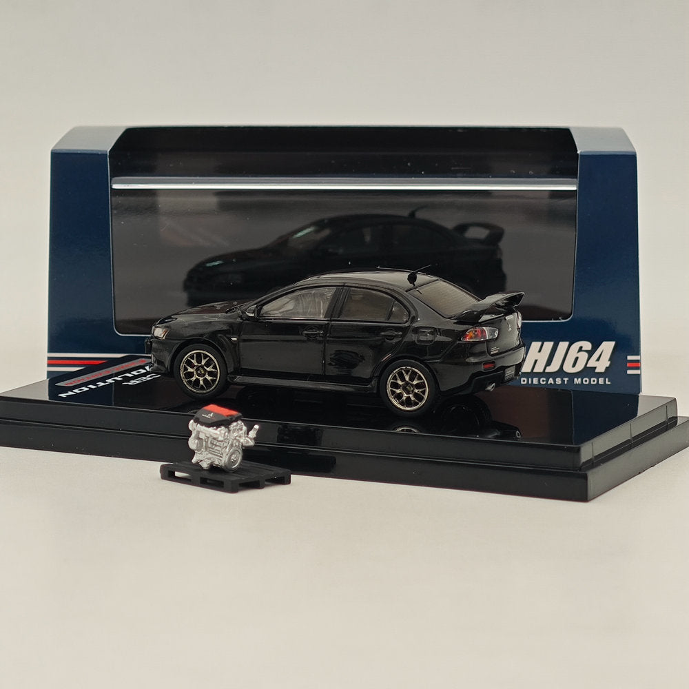 1/64 Scale Mitsubishi Lancer Evolution X Final Edition Diecast Model Car - Hobby Japan HJ642053ABK Black - Collectible Miniature for Car Enthusiasts & Display Case Showpiece