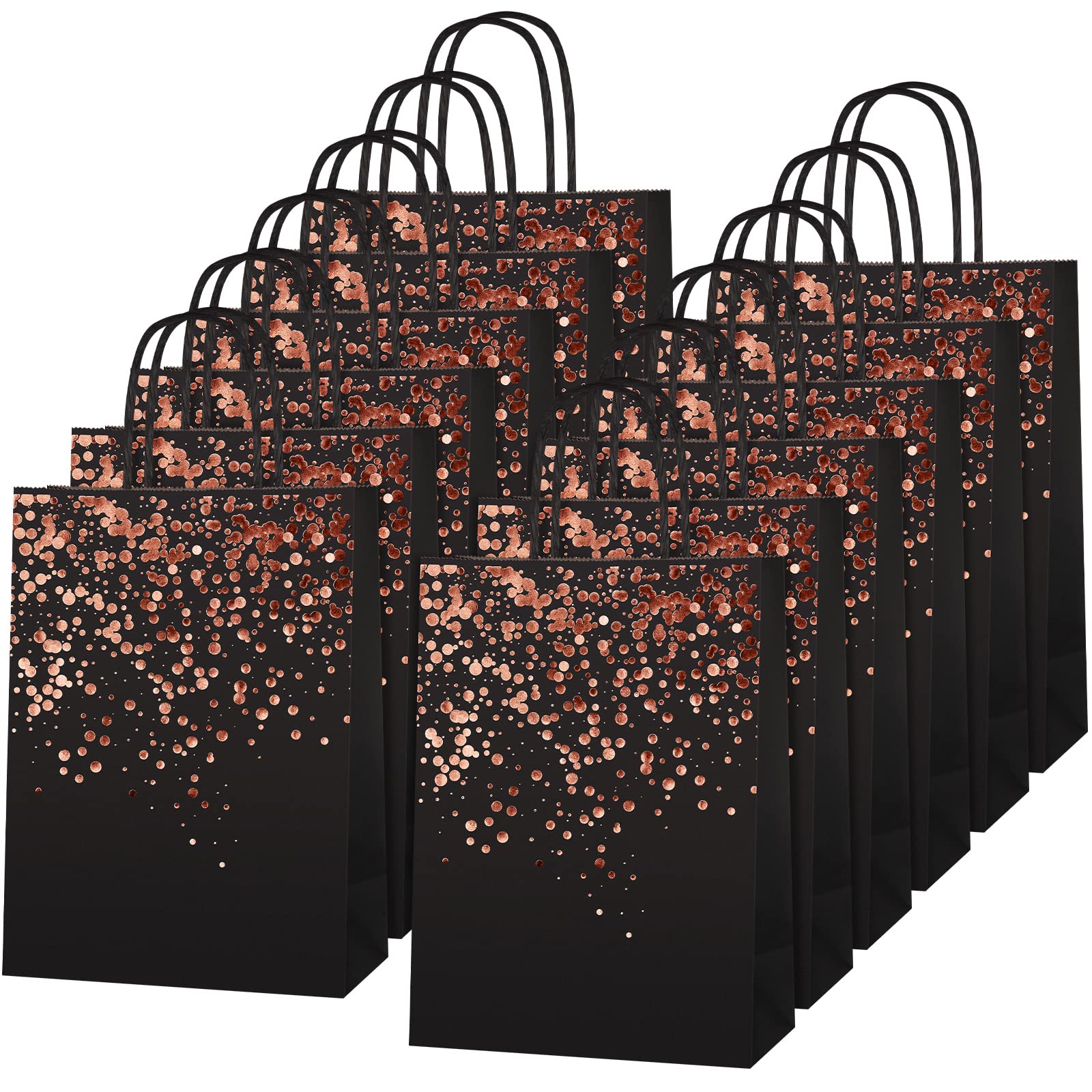 20 Pack Rose Gold Kraft Gift Bags with Handles - Elegant Party Favor Bags for Birthdays, Weddings & Bridal Showers | Perfect for Candy, Treats & Small Gifts