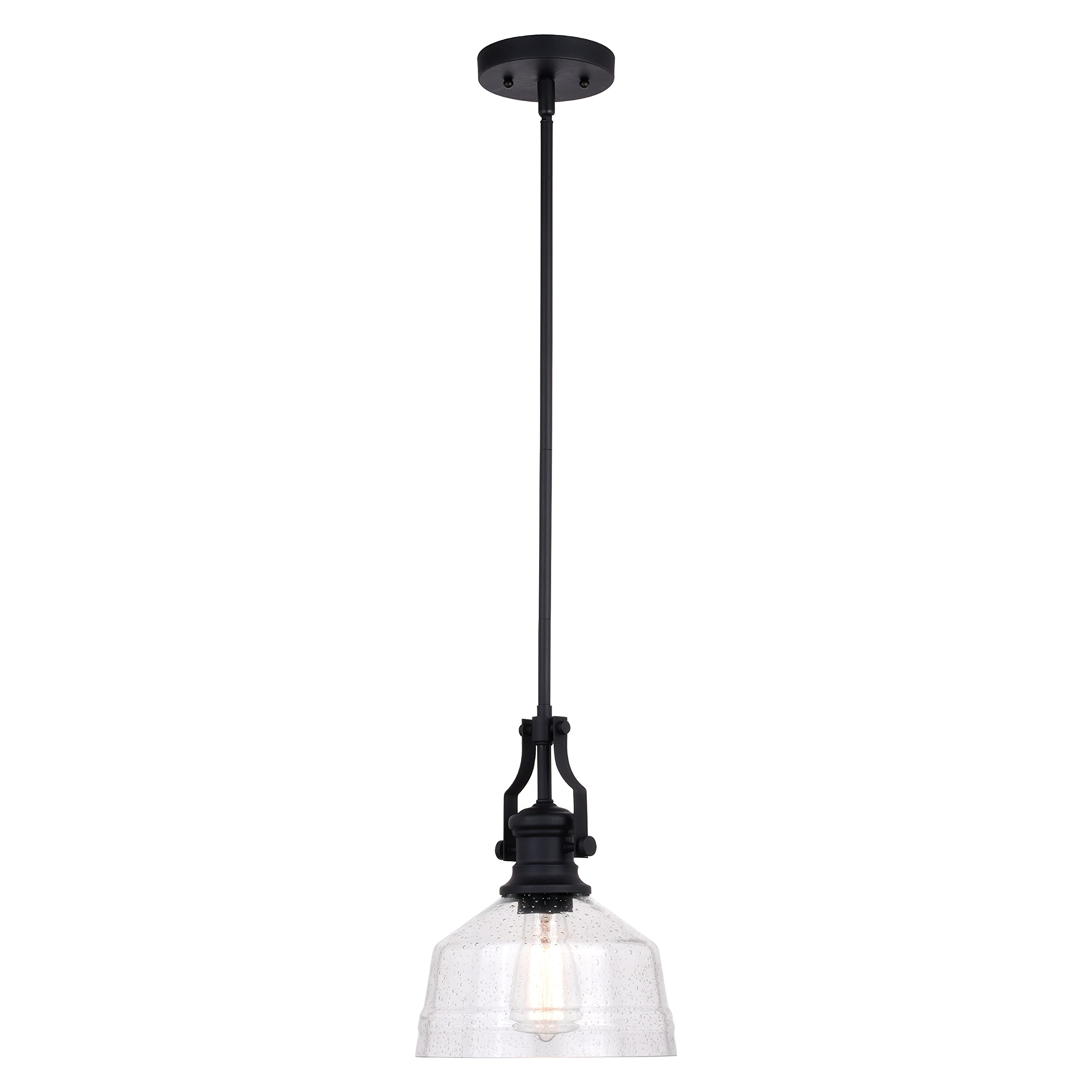 VAXCEL Beloit Mini Pendant Light for Kitchen Island - Farmhouse Style Ceiling Mount Lighting Fixture with Matte Black Finish & Clear Glass Shade - Perfect for Dining Room, Breakfast Nook or Entryway Lighting