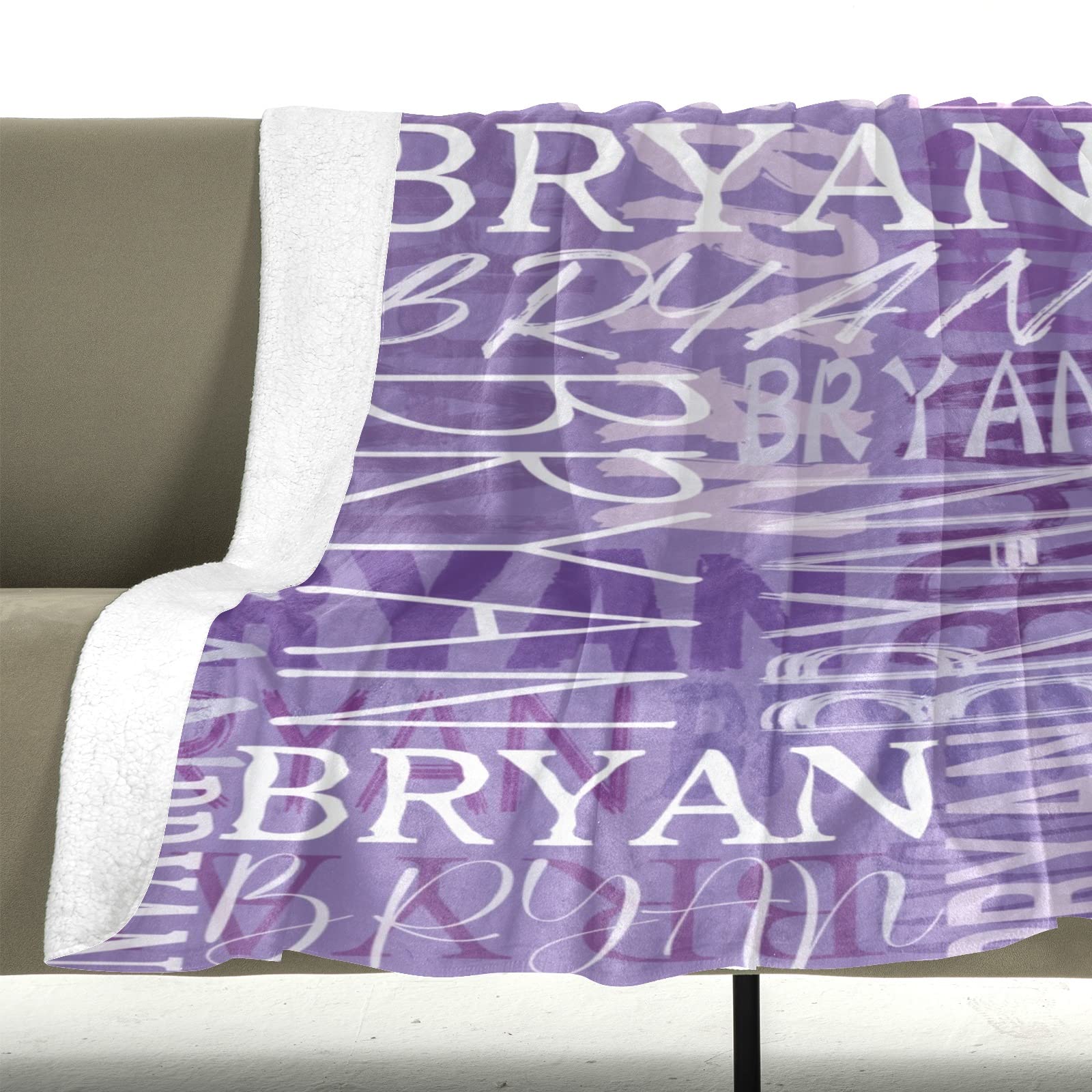 Personalized Fleece Throw Blanket with Name - Custom Blankets for Adults & Baby - Soft Purple Blanket (34