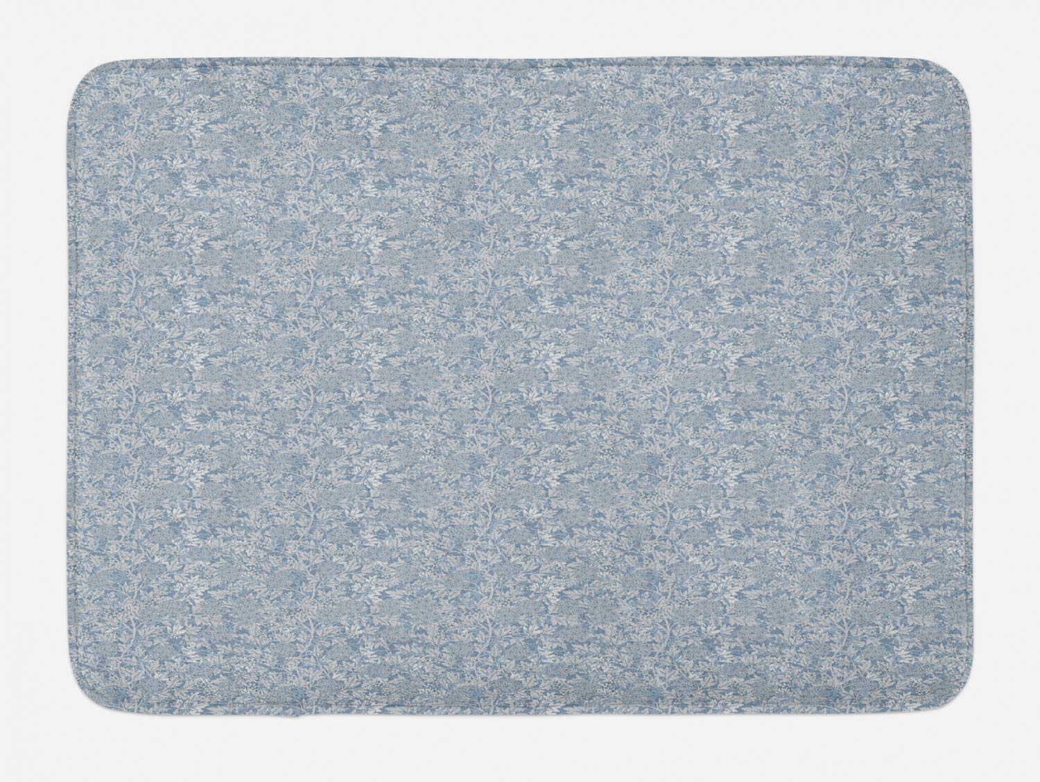 Ambesonne Non-Slip Plush Bath Mat - Dusty Blue Botanical Garden Design with Bush Leaves & Abstract Flowers, 30