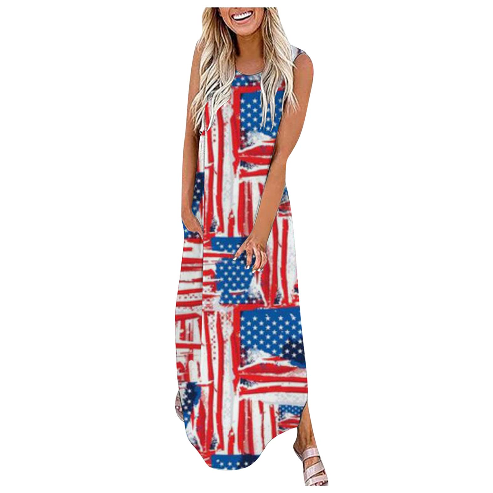 Women's Floral Printed Bohemian Spaghetti Strap Maxi Dress - Summer Casual Long Cami Dress with Pockets | Perfect for Beach Vacations, Music Festivals & Boho Chic Outfits
