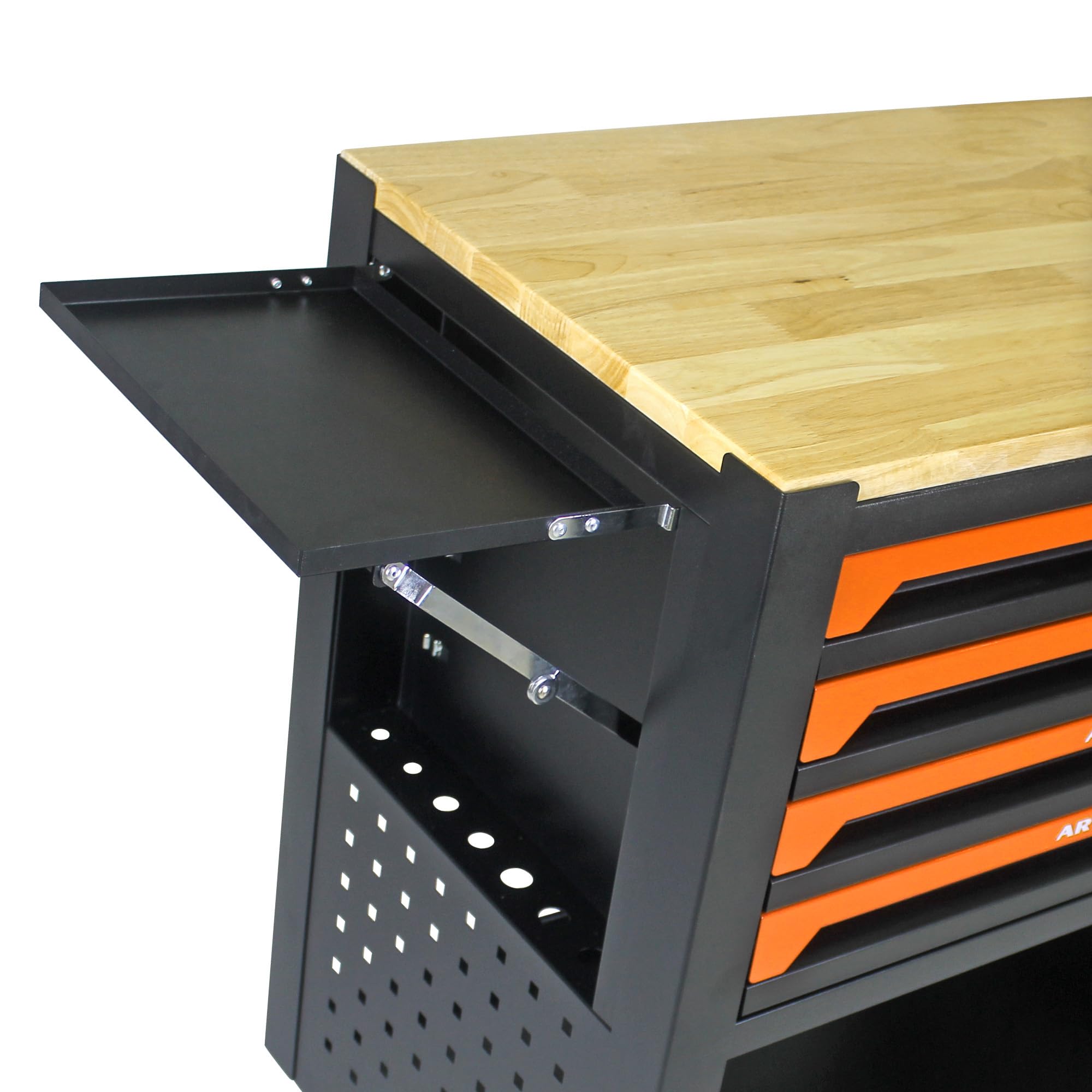 Heavy Duty 4-Drawer Rolling Tool Chest with Wooden Top Workbench & Locking Storage – 660lbs Capacity Tool Cabinet for Garage, Workshop, Auto Repair – Perfect for Mechanics, DIY & Professional Tool Organization