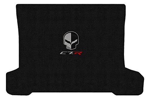 Premium C7 Corvette Coupe Rear Cargo Mat - Jet Black with Jake Skull & C7R Racing Logos - Durable Trunk Liner for Sports Car Accessories & Racing Enthusiasts - Perfect for Car Shows, Road Trips & Daily Protection