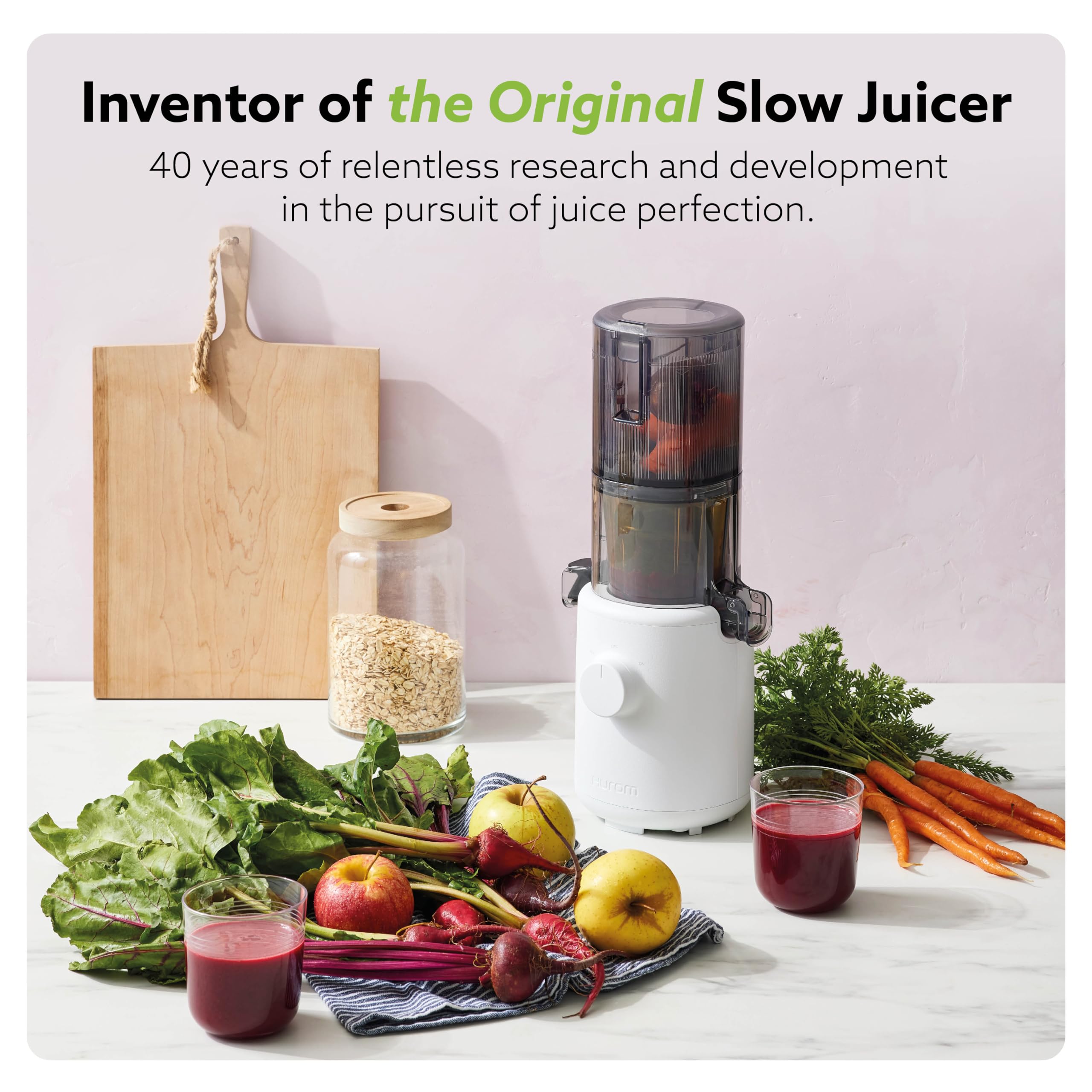 Hurom H310A Slow Juicer - Cold Press Masticating Juicer for Fruits & Vegetables, Quiet Operation, Easy Clean (Lavender) - Perfect for Healthy Juicing at Home, Office, or Gym