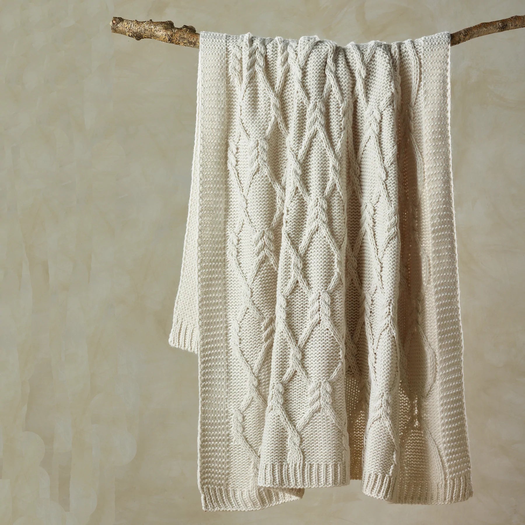 Johnson 130 x 160cm Soft Plush Throw Blanket Rug in Cream by Bianca - Perfect for Living Room, Bedroom, or Dorm Decor