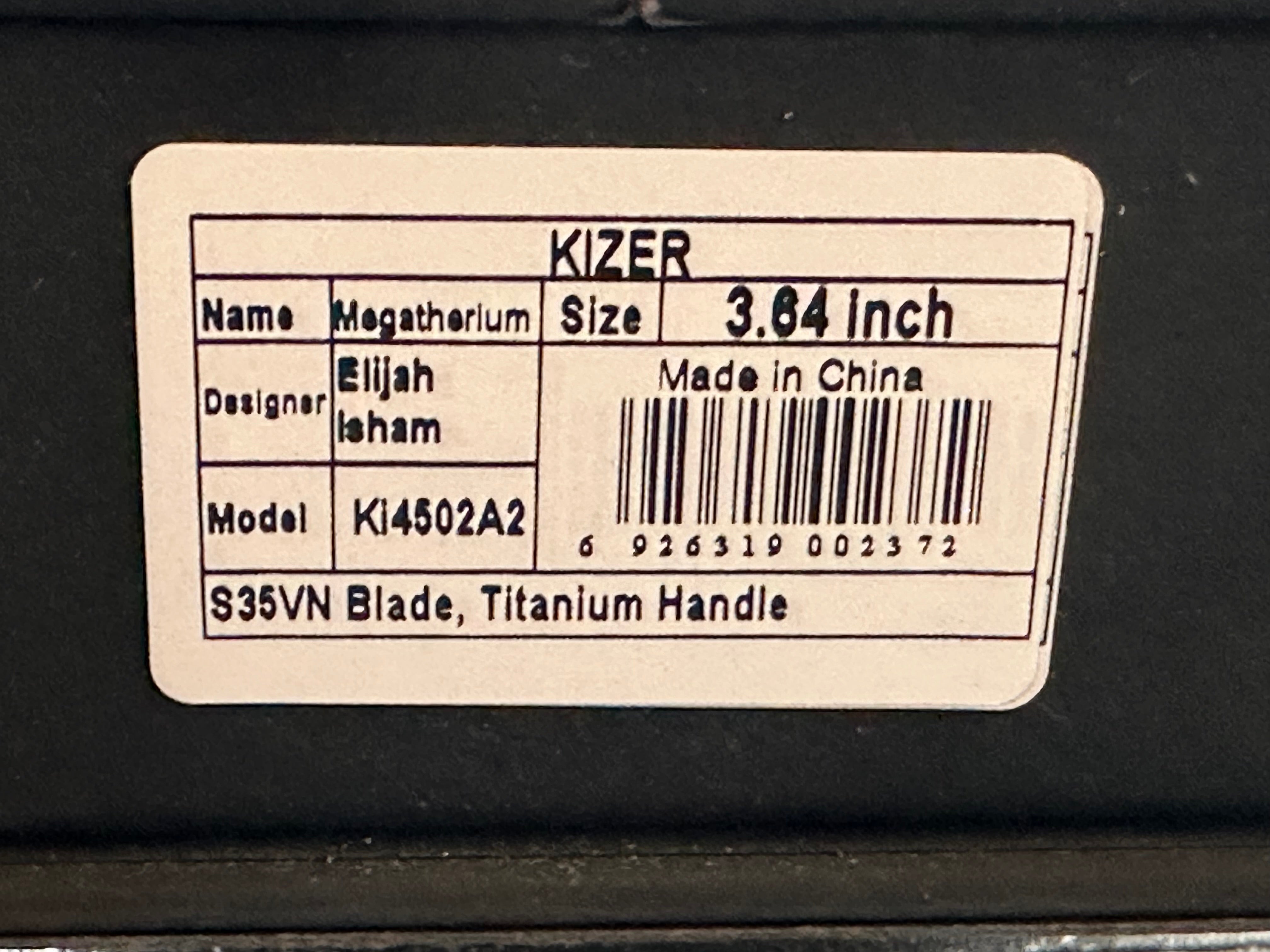 Kizer Isham Megatherium Flipper Knife - Titanium Handle, 3.6