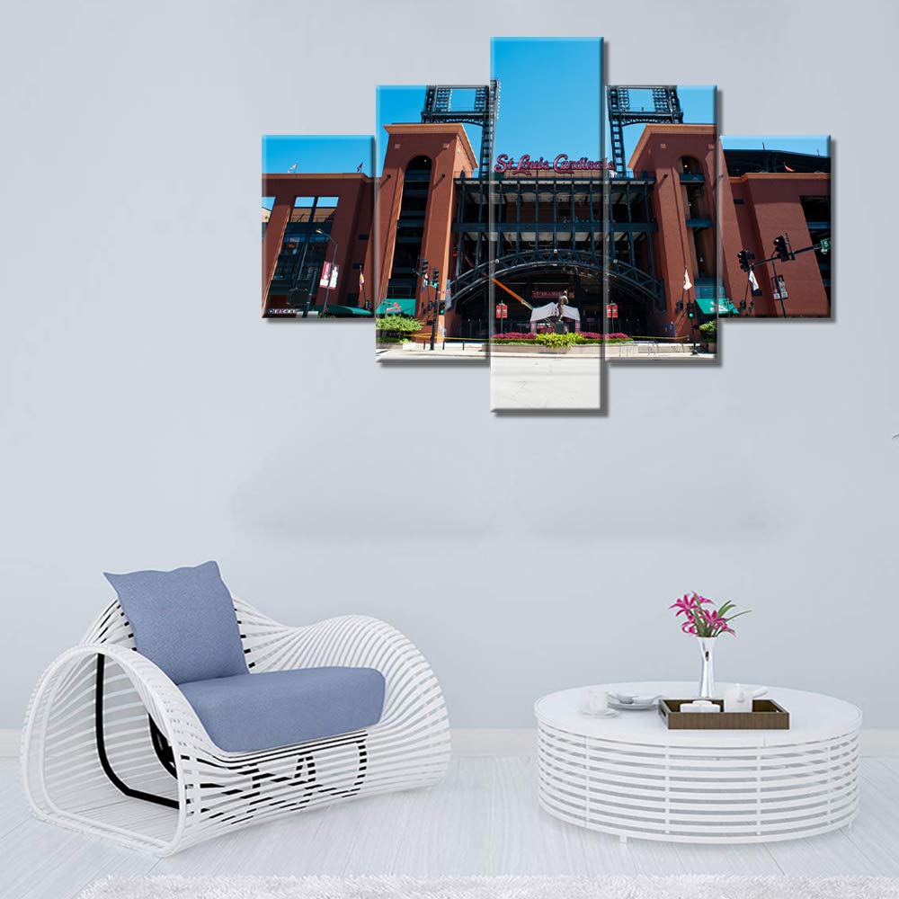 TUMOVO Modern Baseball Stadium Wall Art - St. Louis Downtown Landmark Canvas Painting - 5 Panel Ready to Hang Home Decor (60