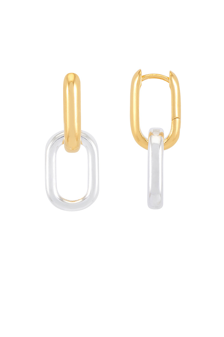Mixed Link Hoops - Stylish Gold & Silver Chain Hoop Earrings for Women | Trendy Layered Dangle Earrings for Everyday Wear & Party Outfits