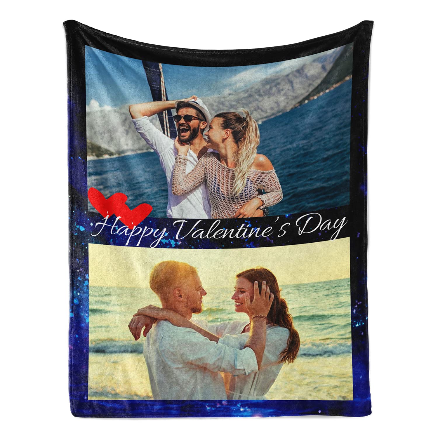 **Personalized Photo Blanket with Custom Text - Flannel Tapestry Collage for Couples, Family & Pets - 50x40 Inch Customized Blanket for Christmas, Anniversary & Birthday Gifts (2-Pack) - Perfect for Home Decor, Cozy Nights & Special Occasions**