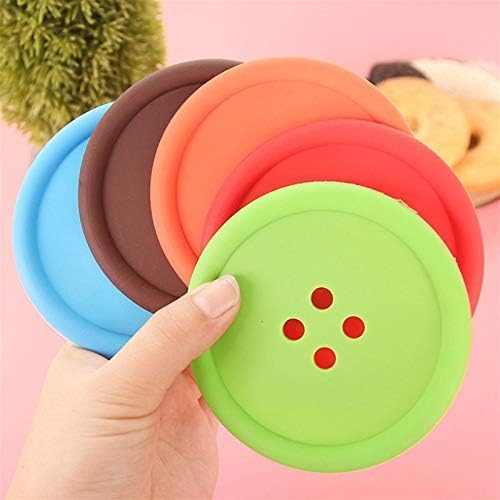 DIKSUL Plastic Button Coasters Set of 6 - Heat Resistant Non-Slip Drink Coasters for Coffee, Tea, Beer Cans & Tumblers - Colorful Cup Mats for Bar, Home & Office Use (Multicolor)