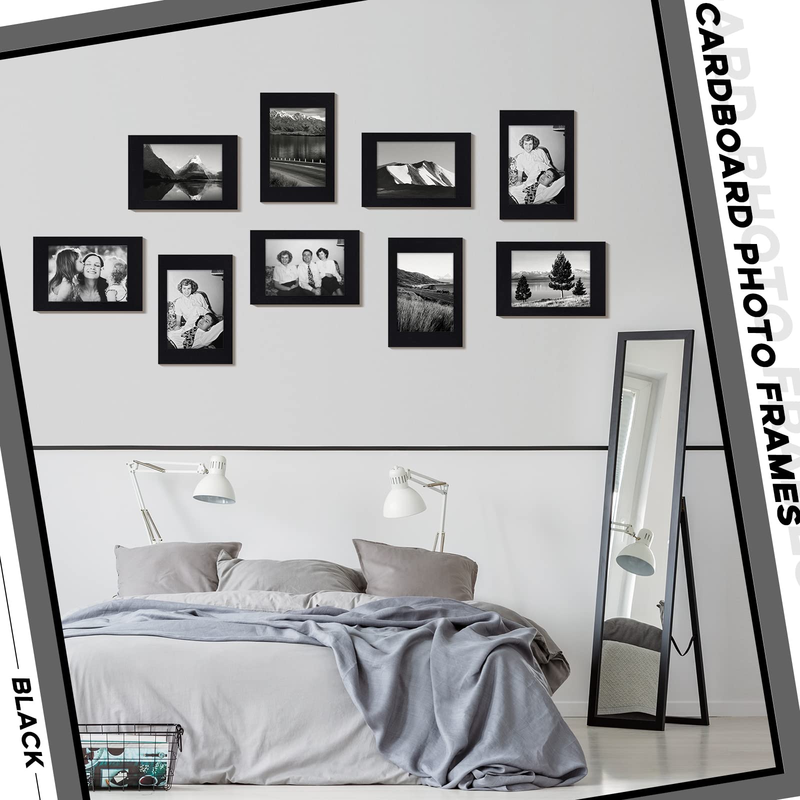 Juexica 100-Pack 4x6 Black Cardboard Photo Frames with Easel Stand - DIY Picture Frames for Family Photos, Art Displays, Christmas Decor, Graduation & Wedding Memories - Perfect for Home, Office & Event Decorations
