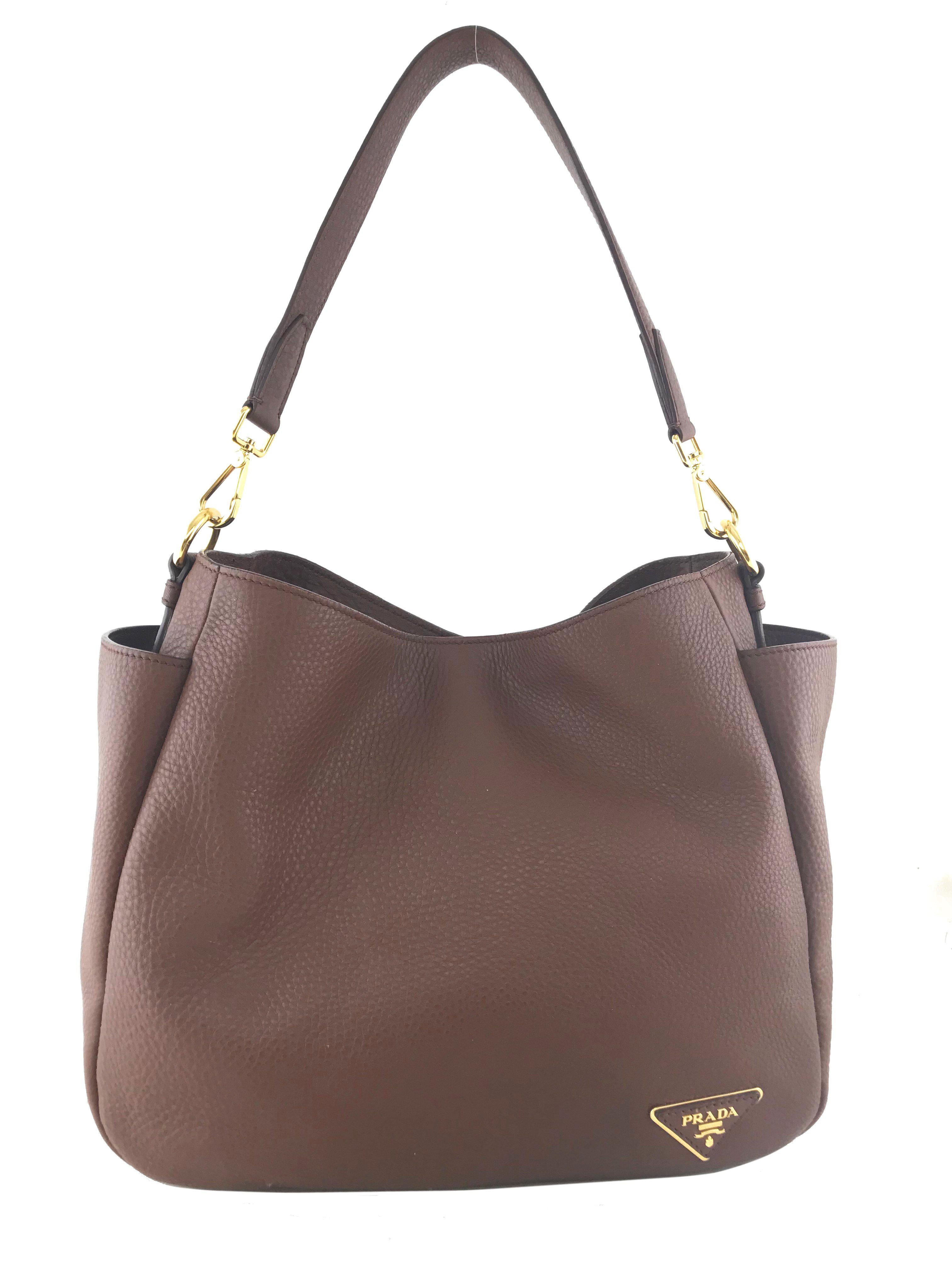 Prada Vitello Daino Leather Side Pocket Hobo Bag for Women | Luxury Italian Designer Handbag | Perfect for Work, Travel & Everyday Use