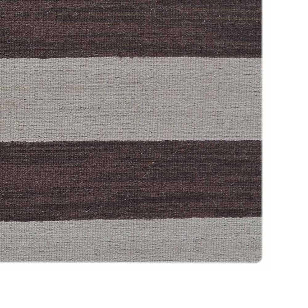 Handwoven Flat Weave Kilim Wool Eco-Friendly Area Rug - 8'x10' Rectangle Cream Brown Contemporary Modern Low Pile Carpet for Living Room, Bedroom & Dining Room | D00107 | Rugsotic Carpets