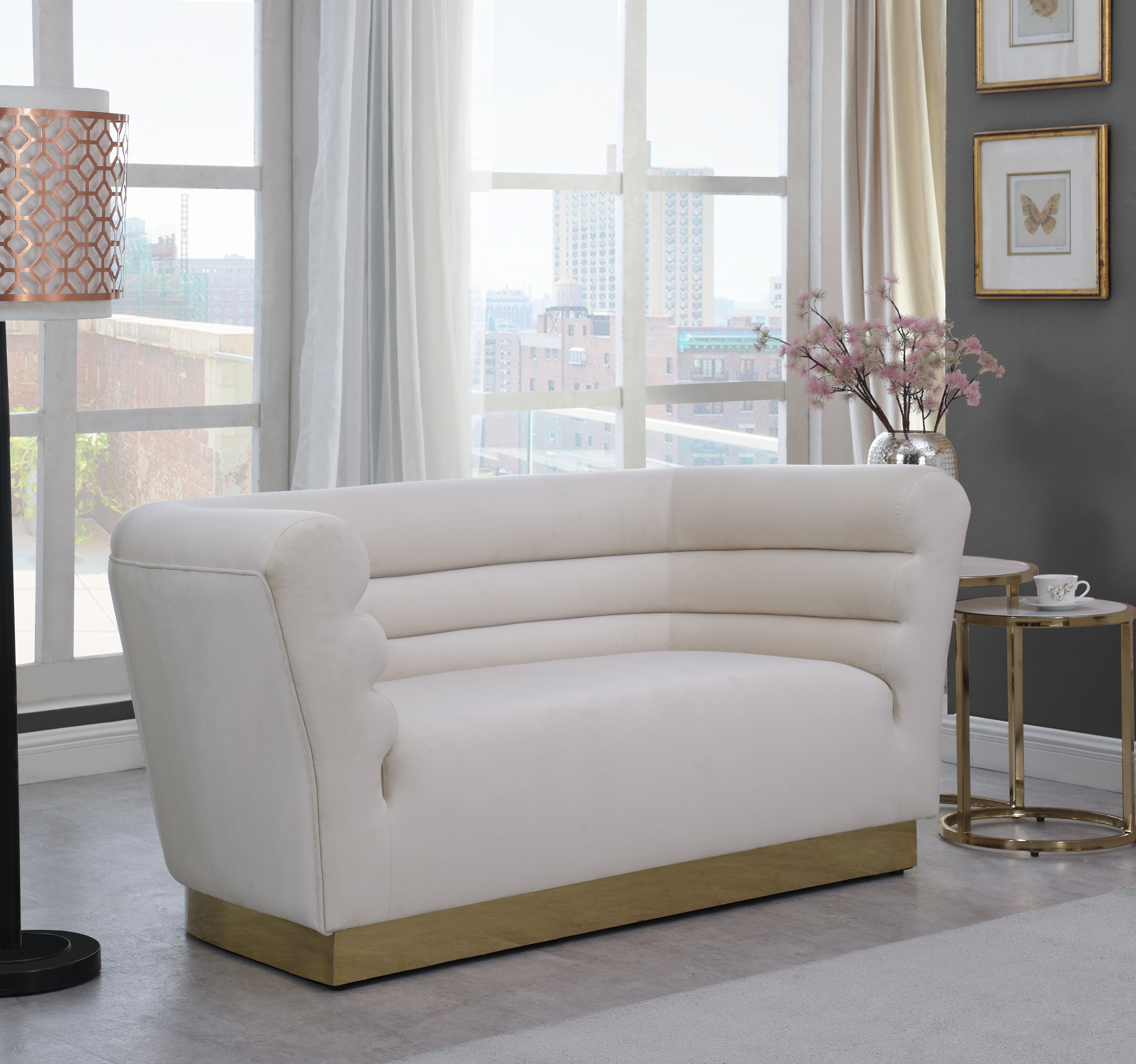 Bellini Velvet Loveseat - Modern Small Sofa for Living Room, Apartment & Office | Soft Upholstered 2-Seater Couch with Sturdy Wooden Legs | Perfect for Cozy Spaces, Small Homes & Reading Nooks