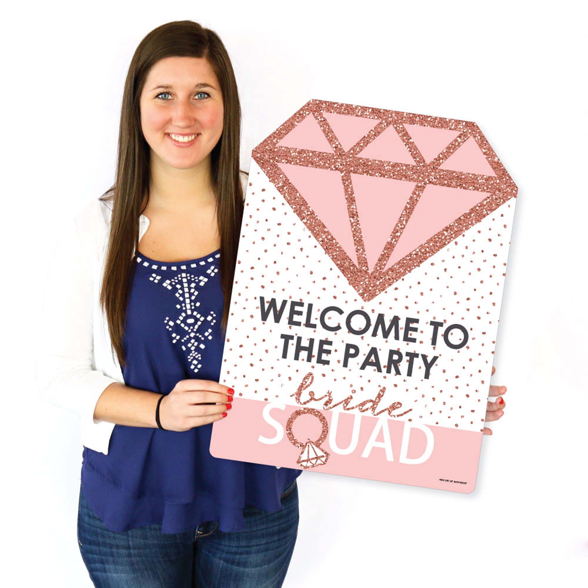 Rose Gold Bridal Shower Welcome Sign - Bride Squad Party Decorations for Bachelorette & Wedding Events - Outdoor Yard Sign for Bridal Party Decor