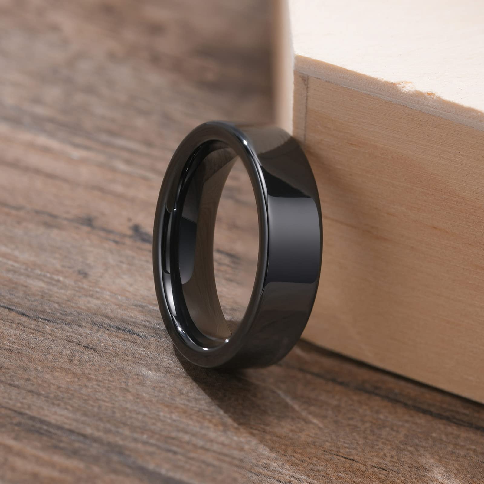 6MM Comfort Fit Ceramic Rings for Men - White & Black Plain Band Wedding Promise Rings for Him | Perfect for Engagements, Anniversaries & Everyday Wear