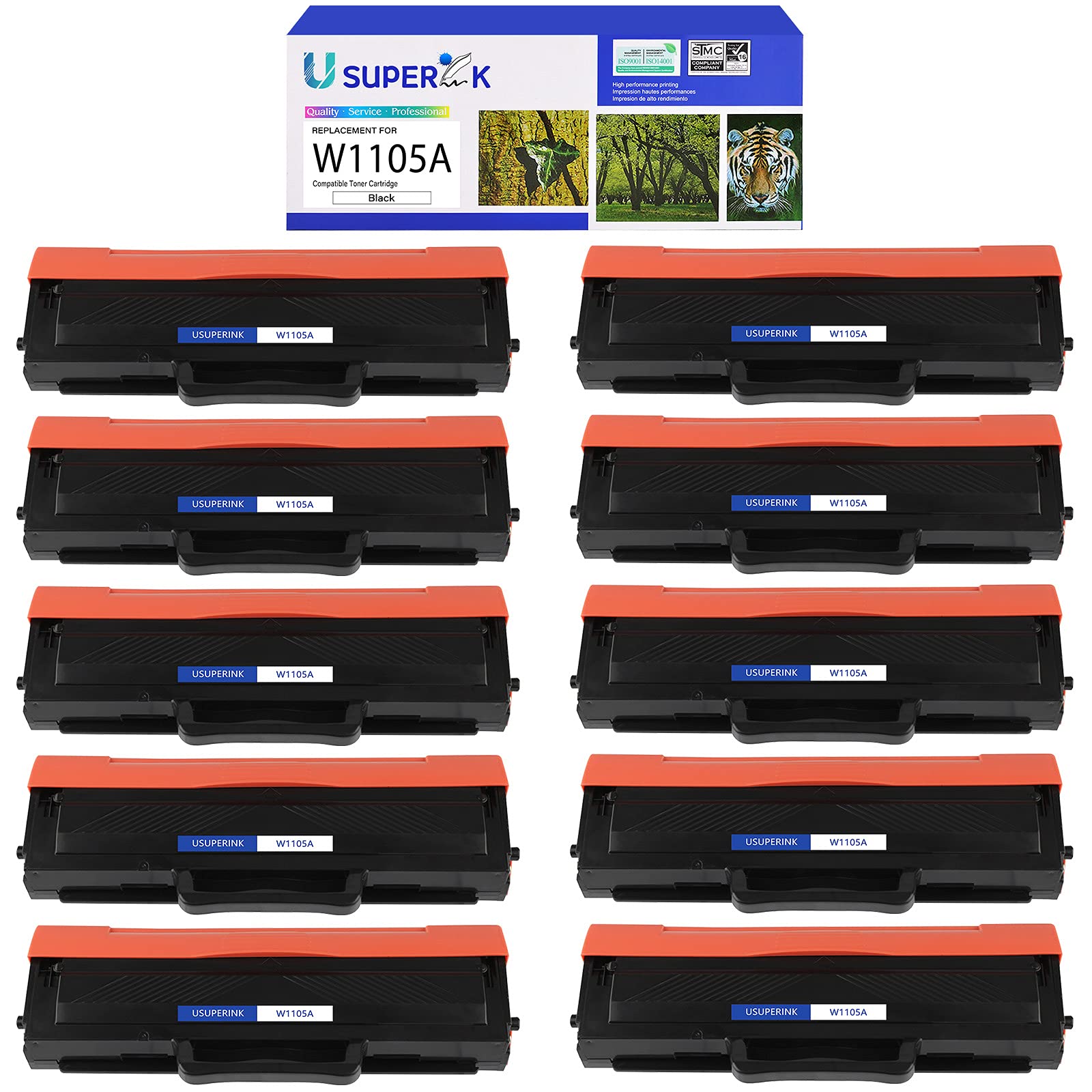 HP 105A W1105A Compatible Toner Cartridge Replacement (10-Pack, Black) - Works with Laser MFP 137fnw 135a 135w 107a 107w Printers - Perfect for Office & Home Printing Needs