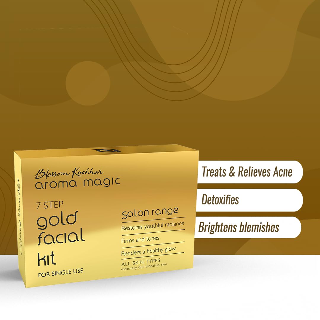 **Aroma Magic 7-Step Single Use Facial Kit Combo – Pearl (Oily & Acne-Prone Skin) & Gold (All Skin Types) | 2-Pack | Deep Cleansing & Glowing Skin for Spa & Home Care**