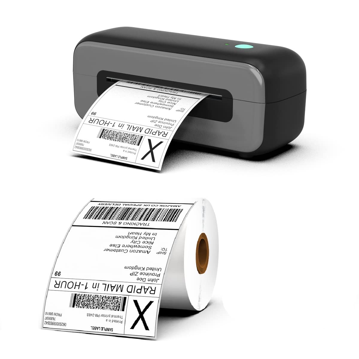 Phomemo 4x6 Thermal Shipping Label Printer with 250 Roll Labels - USB Direct Thermal Barcode Printer for Ecommerce, Amazon FBA, Shopify & Small Business Shipping Needs | Perfect for Home Office & Warehouse Use