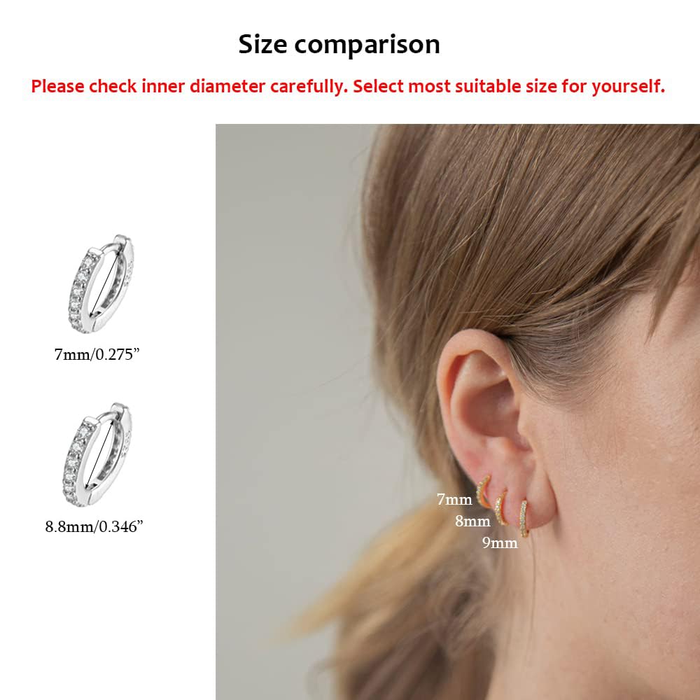Small CZ Huggie Hoop Earrings for Women & Girls - Dainty Lightweight 925 Sterling Silver Hypoallergenic Everyday Earrings | Perfect for Work, Date Night & Casual Wear