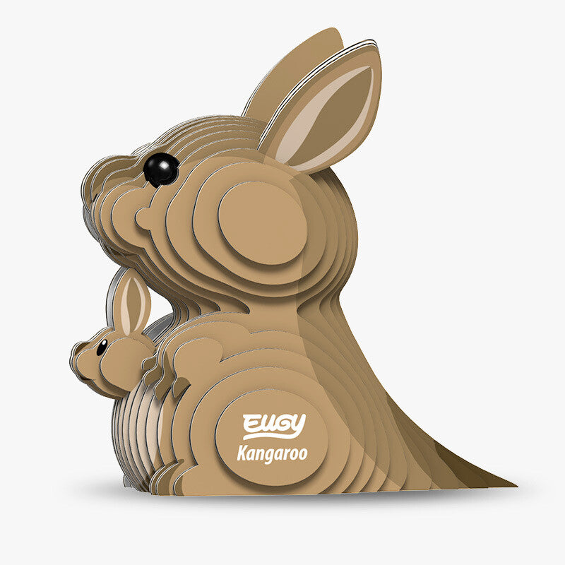 Eugy 3D Cardboard Kangaroo Model Kit - DIY Animal Puzzle for Kids & Adults - Fun Educational STEM Toy for Home Decor, School Projects & Gift Giving
