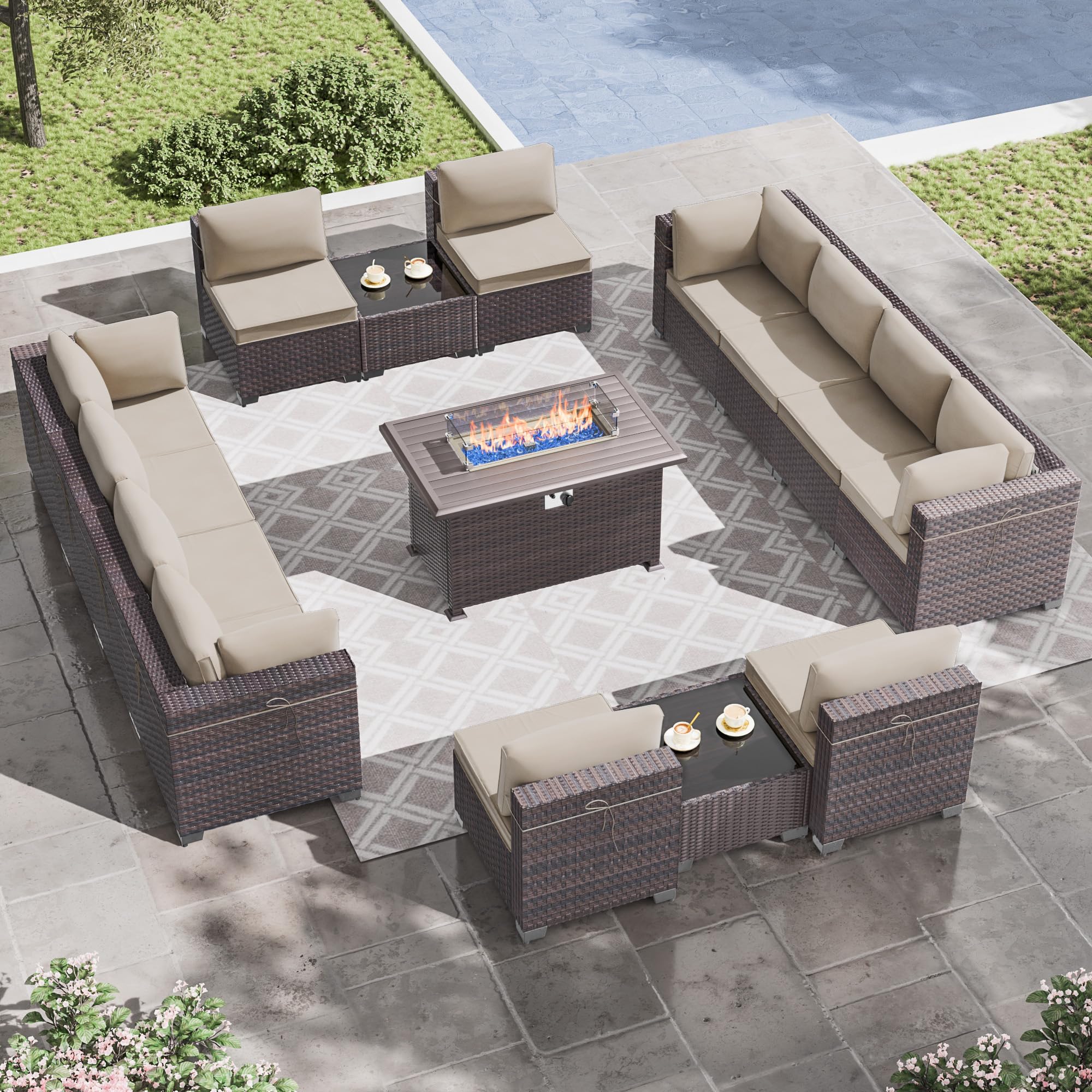 15-Piece Outdoor Patio Furniture Set with 43