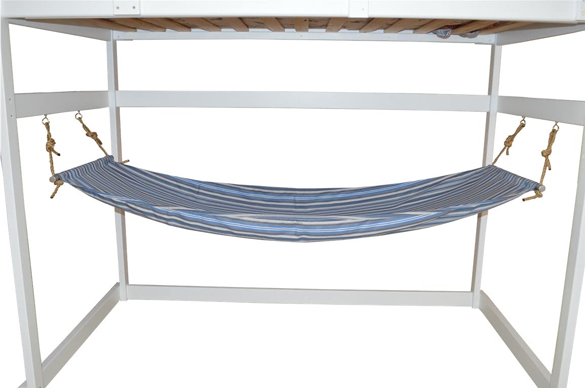 Premium Double Hammock with Heavy-Duty Hanging Kit - Blue & White Striped Design for Backyard, Camping & Outdoor Relaxation