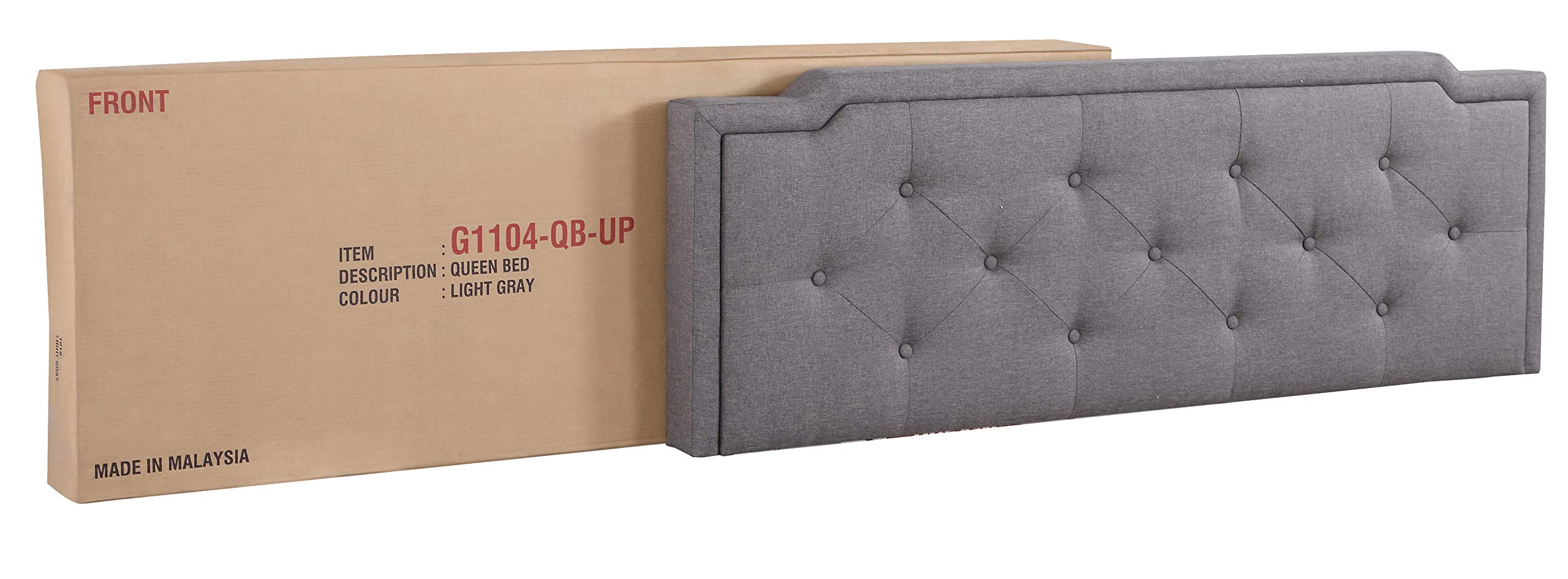 Glory Furniture DEB Queen Size Bed Frame with Headboard - Modern Gray Upholstered Platform Bed for Bedroom, Guest Room, or Dorm
