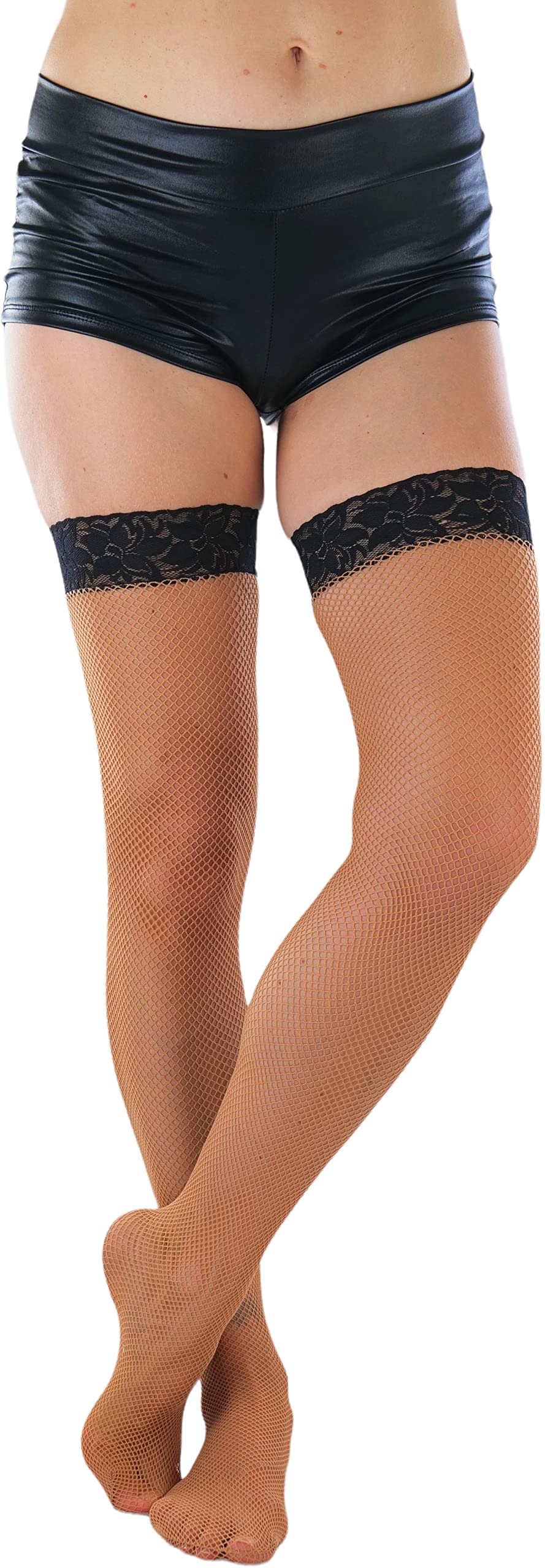 ToBeInStyle Women's Fishnet Thigh High Stockings - Sexy Bright & Vibrant Pattern for Cosplay, Halloween, Party & Night Out