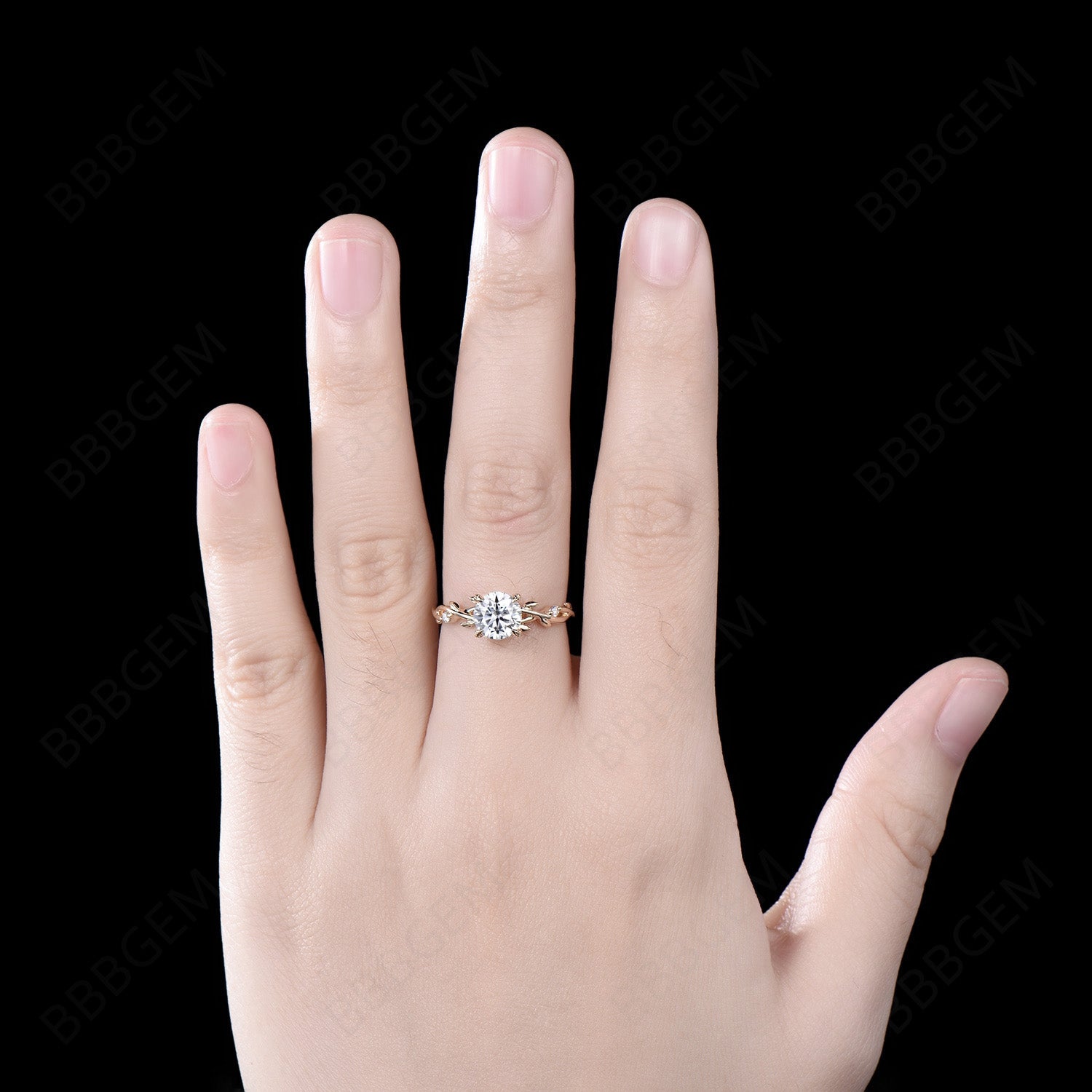 14K Gold 1CT Round Moissanite Ring - Branch Vine Promise Ring for Women, Dainty Engagement Ring, Wedding Band, Anniversary Gift (Ideal for Proposals, Valentine's Day & Special Occasions)