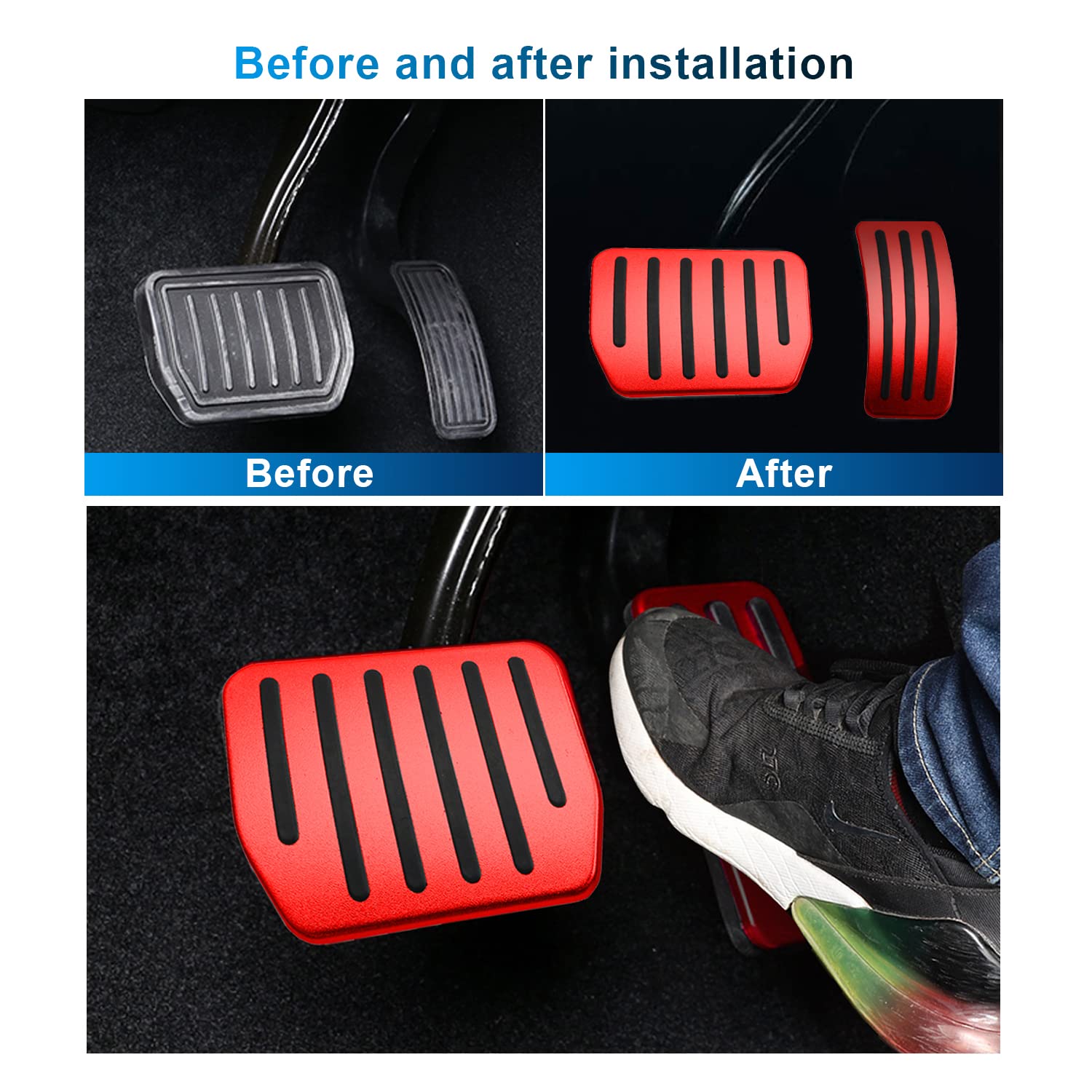 Premium Aluminum Alloy Anti-Slip Pedal Covers for 2022-2023 Tesla Model 3 & Model Y - LFOTPP 2PCS Red Footrest Accelerator Brake Pedals - Enhance Driving Comfort & Safety for Daily Commute and Road Trips