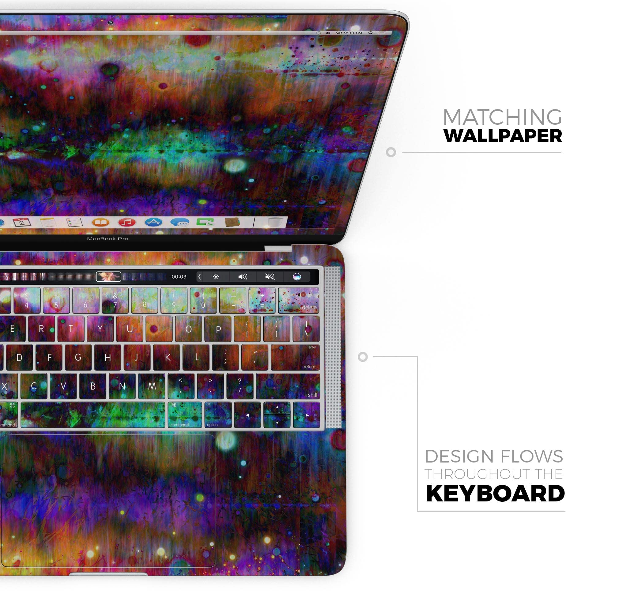 Premium Neon Paint Mixtured Full-Body Wrap Skin Kit for MacBook Air 13