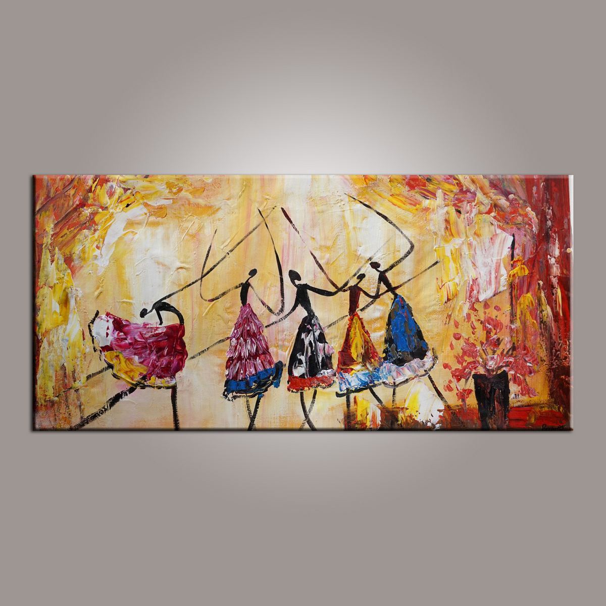 Abstract Canvas Painting - Large Modern Wall Art of Ballet Dancer | Handmade Home Decor for Living Room, Bedroom & Office | Unique Wall Hanging for Sale