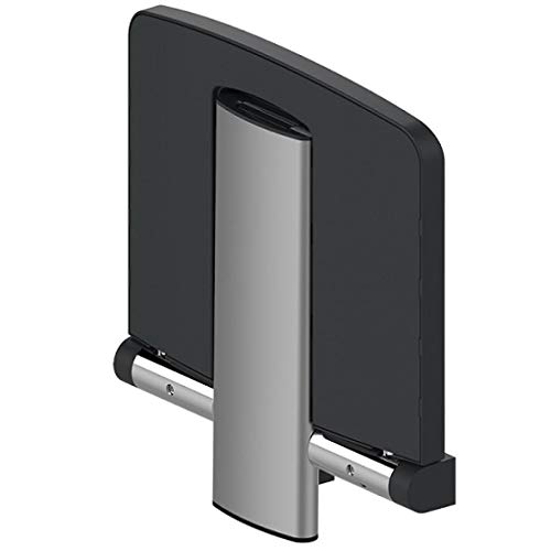 AKW Foldable Wall Mounted Shower Seat - Adjustable Bathroom Shower Chair with Adjustable Legs, Black - Perfect for Elderly & Disabled Bathroom Safety