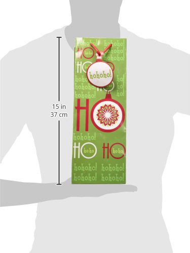 Christmas Glossy Bottle Gift Bags Value Pack - 4 Red & Green Holiday Paper Bags (14