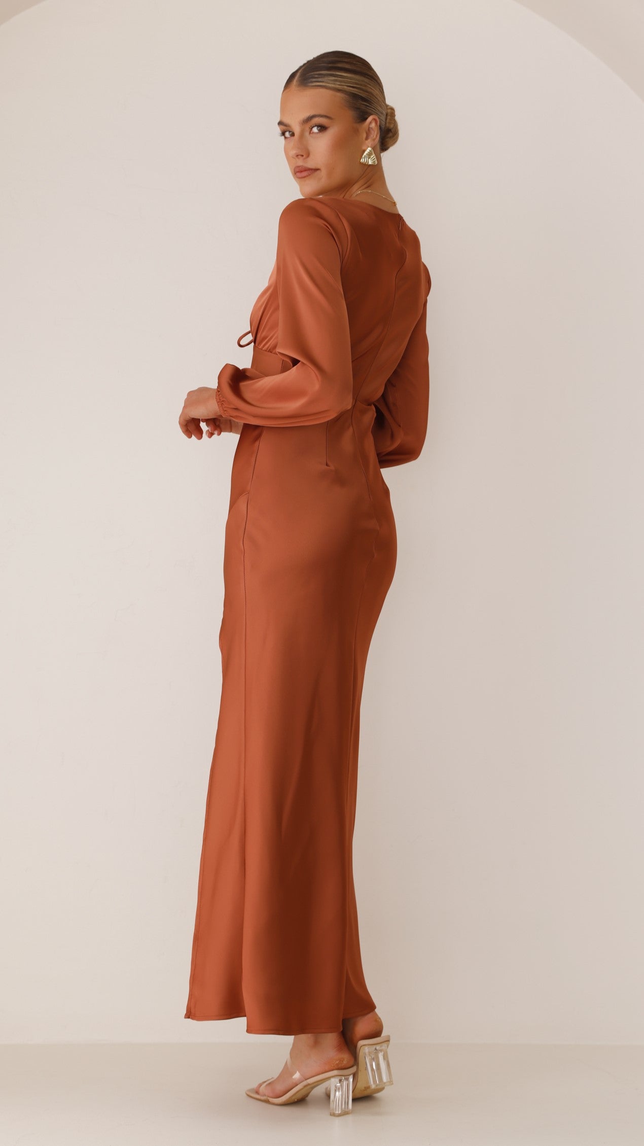Brigitte Maxi Dress in Copper - Elegant Long Flowy Dress for Women | Perfect for Summer, Beach, Weddings & Special Occasions