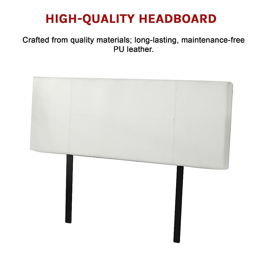 Queen Size PU Leather Bed Headboard - Modern Upholstered White Bed Frame Headboard for Bedroom Decor, Home Styling & Comfortable Back Support