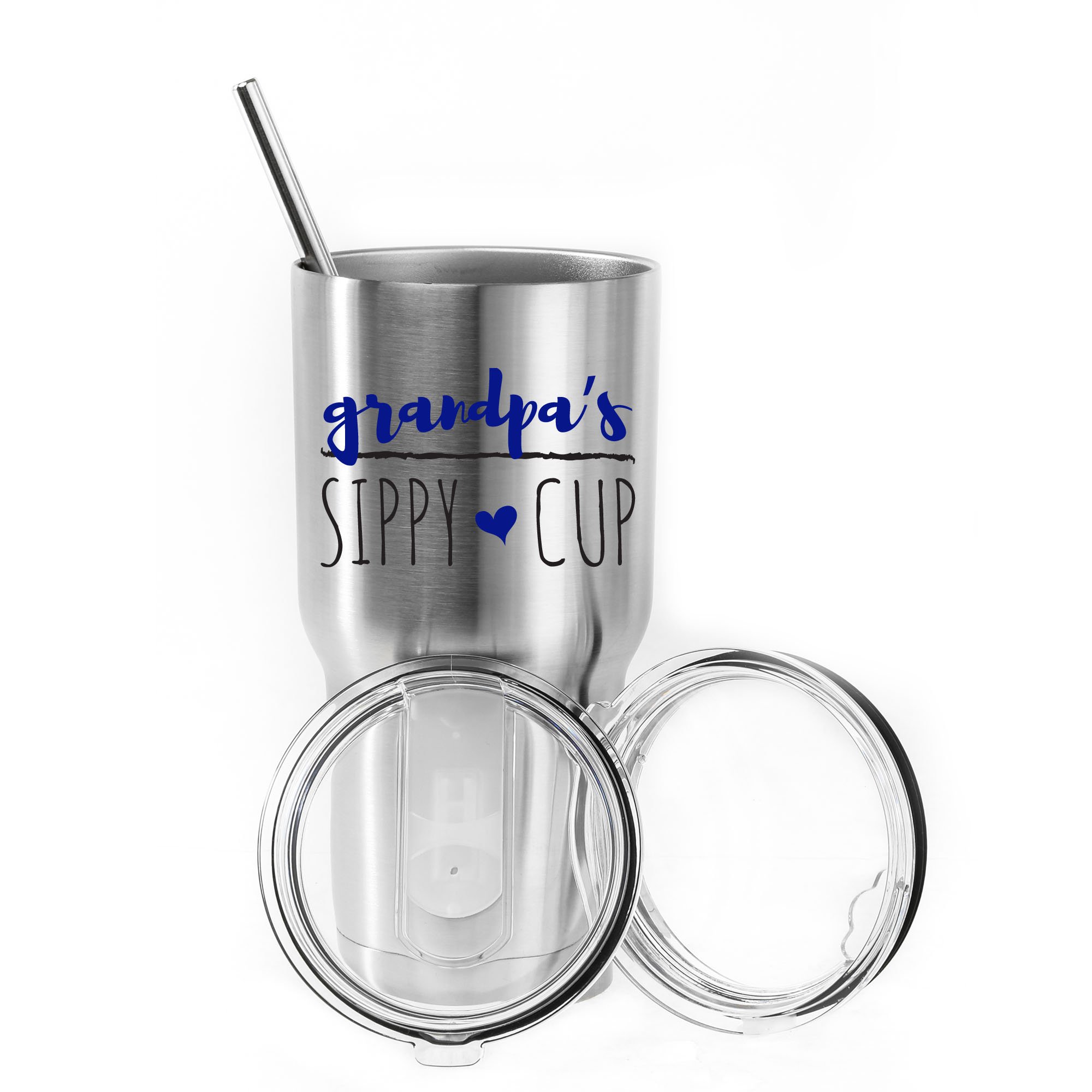 30oz Stainless Steel Tumbler with Lid - Vacuum Insulated Double Wall Travel Mug - Grandpa's Sippy Cup Value Pack - American Made - Perfect for Hot/Cold Drinks at Home, Office or Outdoor Adventures