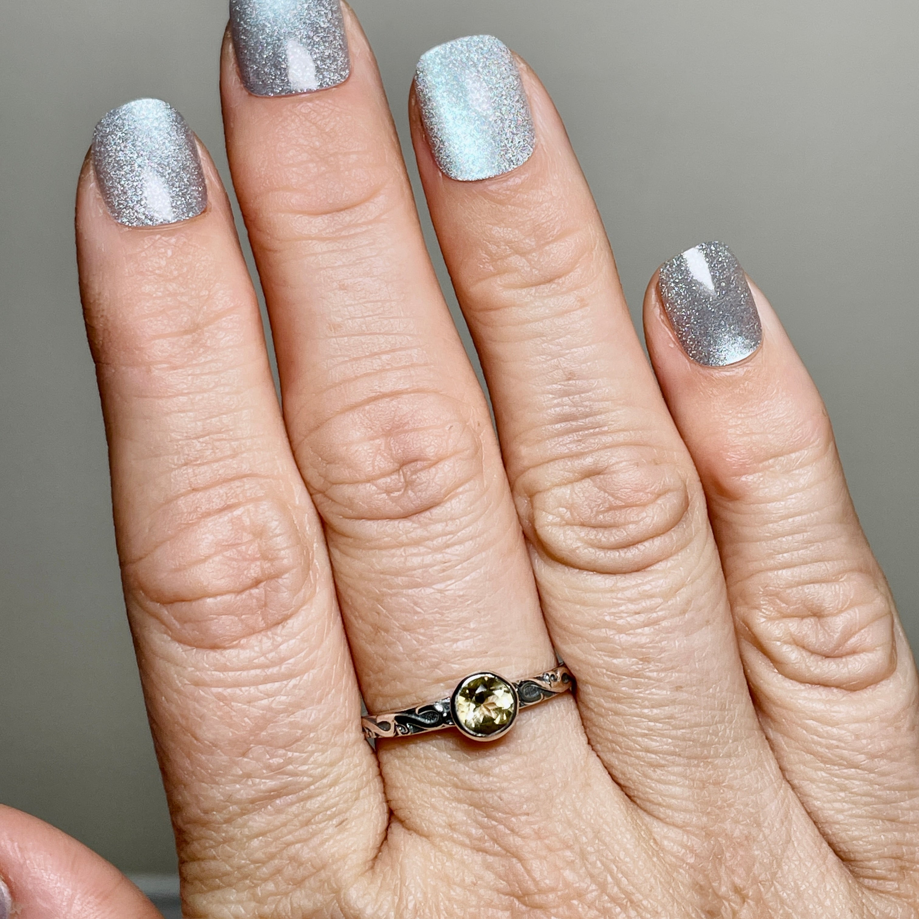 Natural Citrine Round Faceted Gemstone Ring in Sterling Silver - Elegant Jewelry for Women, Perfect for Weddings, Parties & Daily Wear