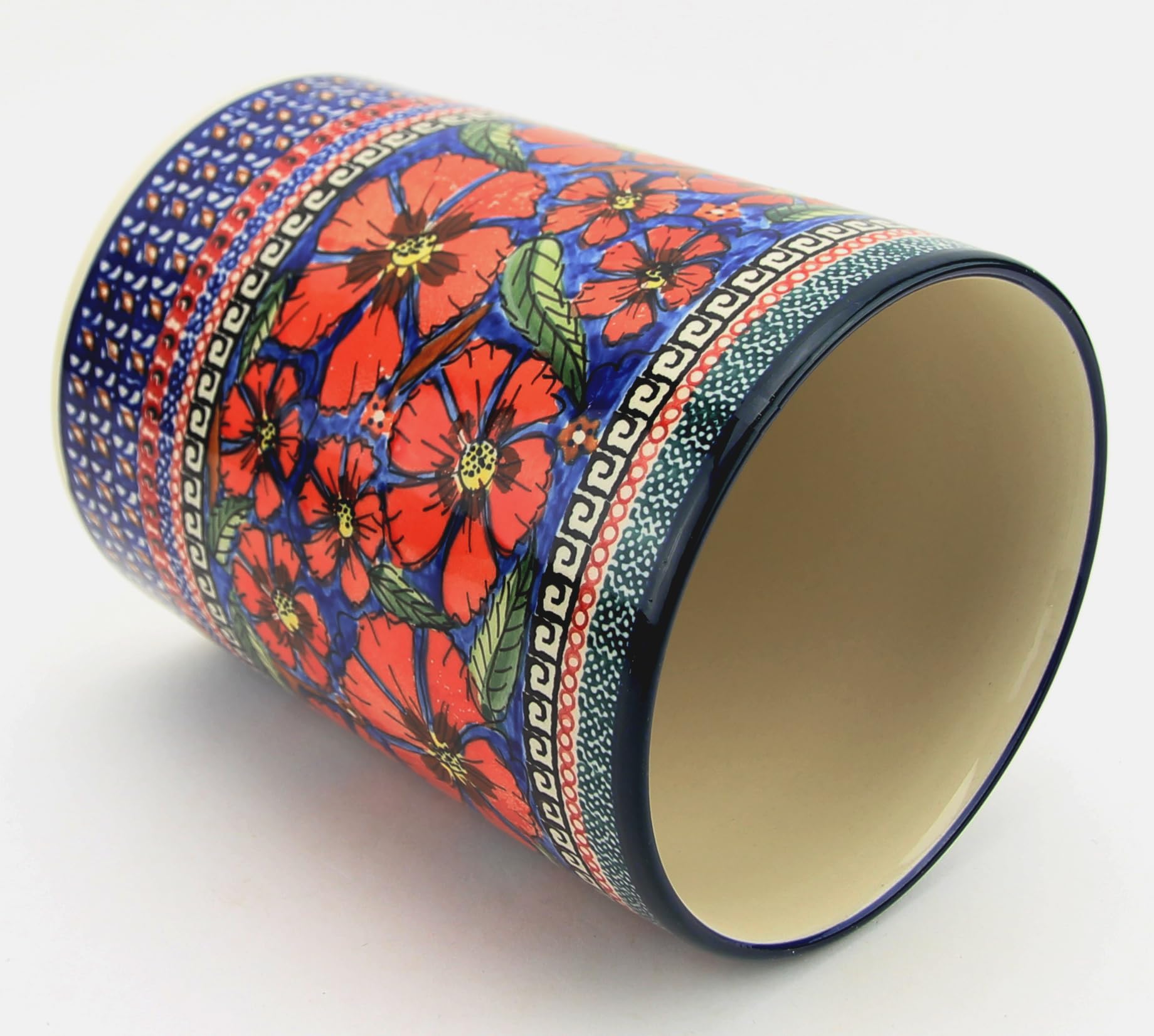 Handmade Polish Pottery Kitchen Utensil Holder - Large 7