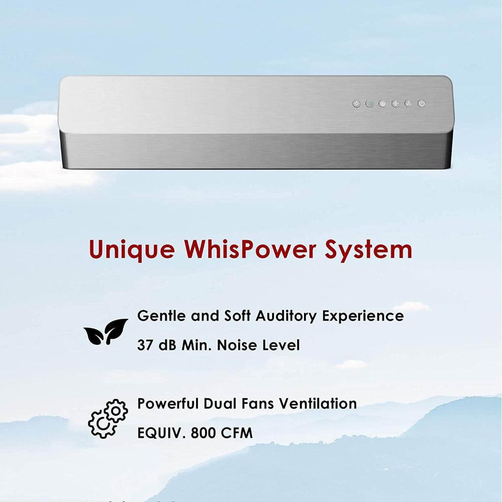 Fotile Pixie Air Series 30-inch Slim Under Cabinet Range Hood - Powerful WhisPower Motor, Multiple Color Options (UQS300) - Perfect for Modern Kitchens & Small Spaces