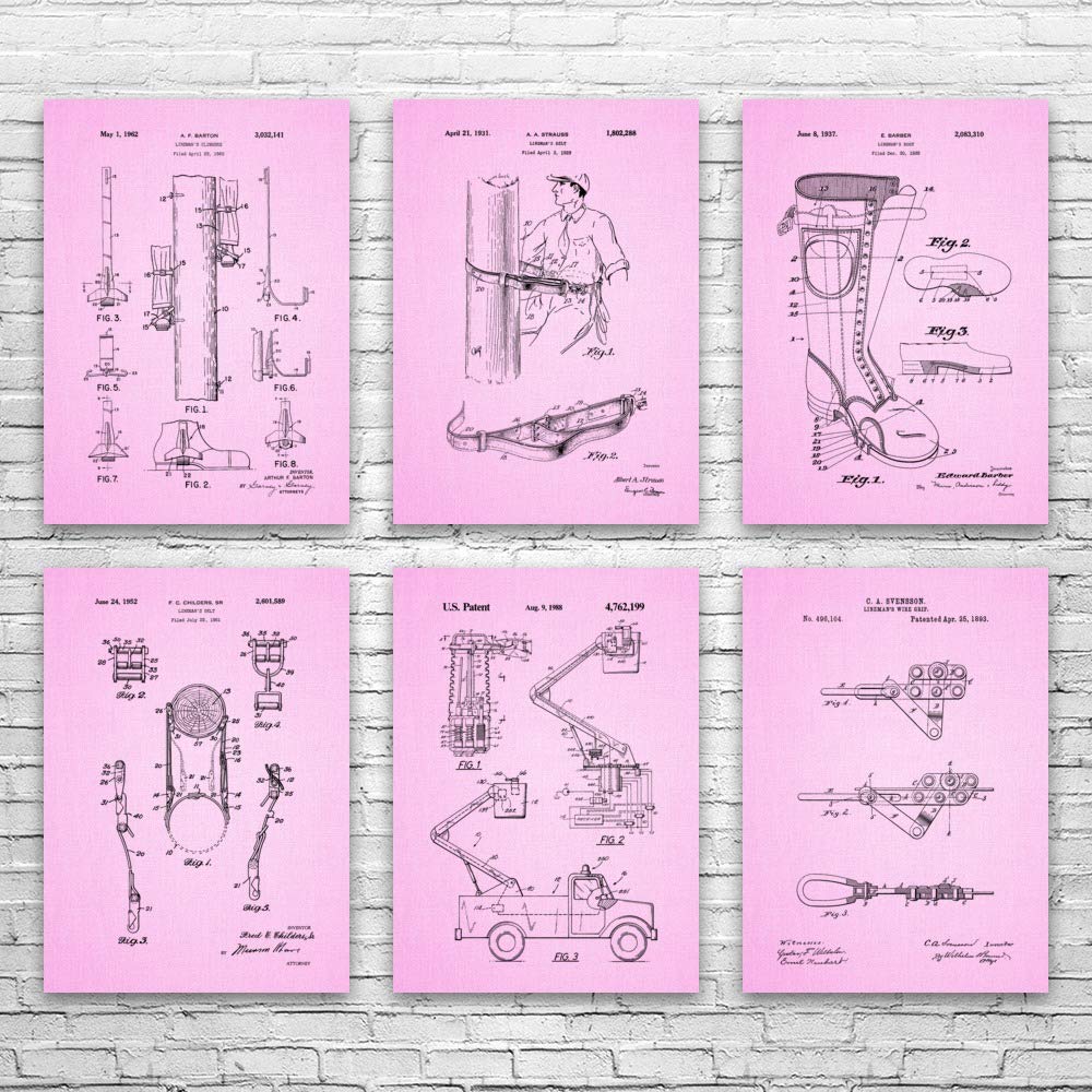 Premium Lineman Gear Posters Set of 6 - 20x30 Inch Powerline Technician Wall Art - Perfect Gift for Electrical Engineers & Contractors - Ideal for Workshops, Offices & Lineman Appreciation Gifts