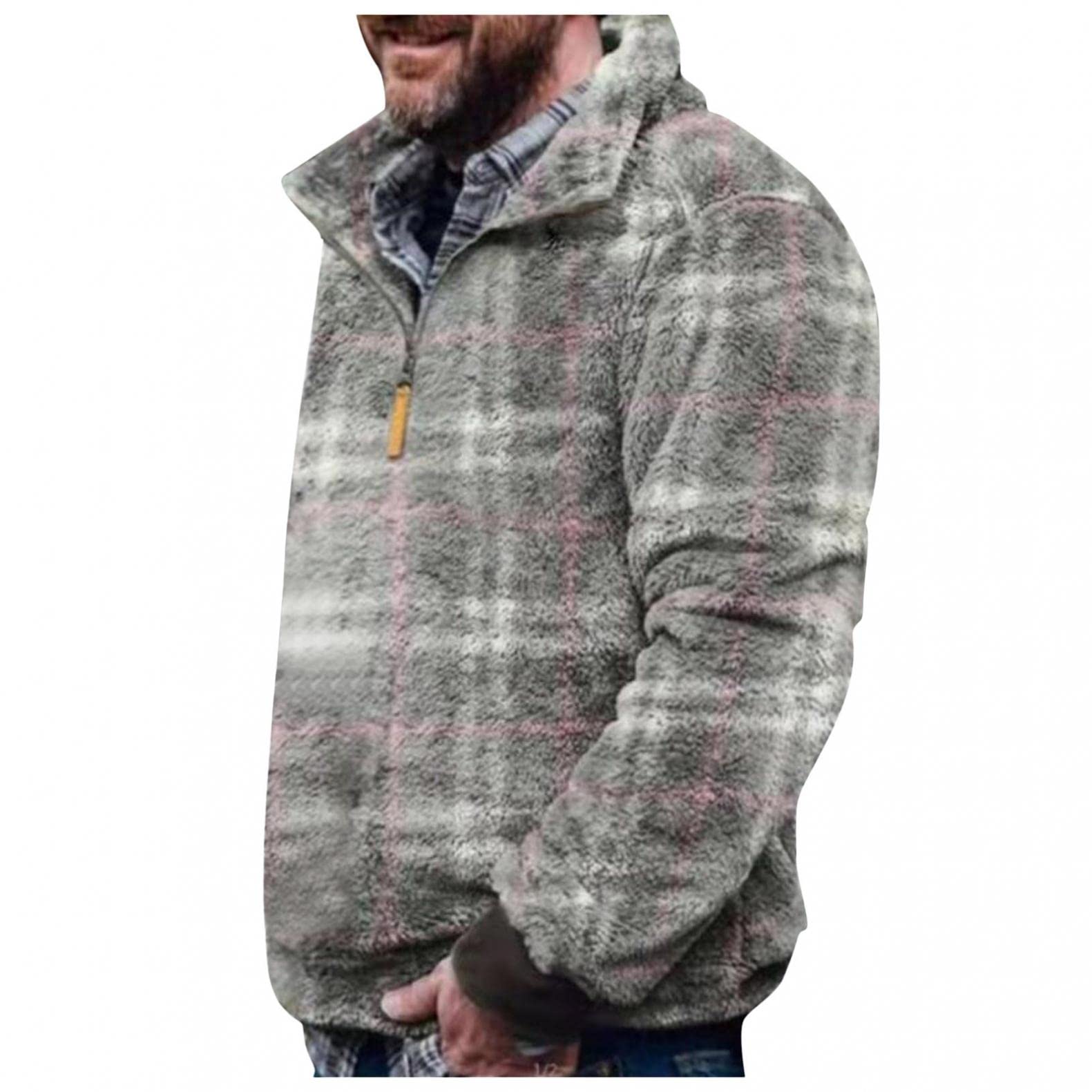Men's Sherpa Lined Hoodie - Winter Warm Plaid Aztec Print Pullover Sweatshirt with Turtleneck | Cozy Fleece Jacket for Outdoor Activities & Casual Wear