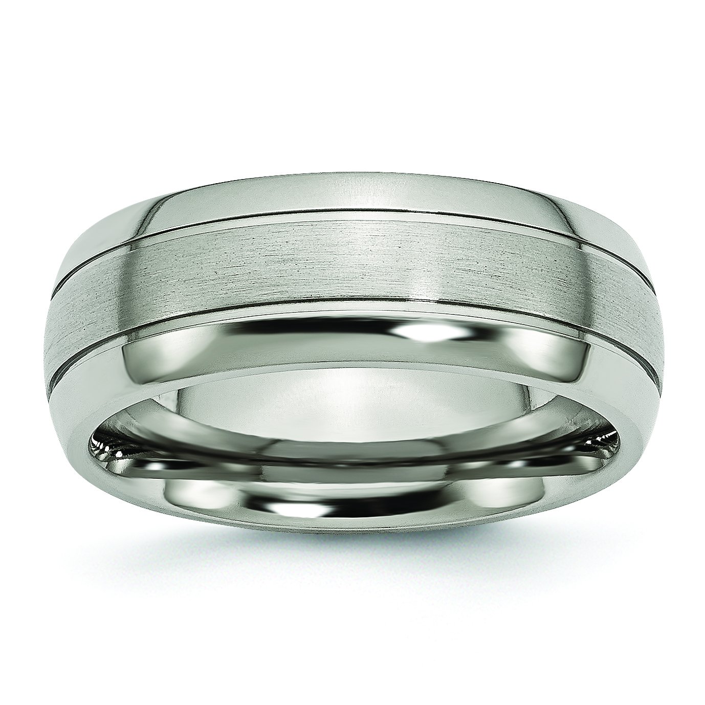 Men's Titanium Wedding Band Ring - 8mm Brushed & Polished Grooved Design - Durable & Comfortable for Everyday Wear, Anniversary Gifts & Special Occasions