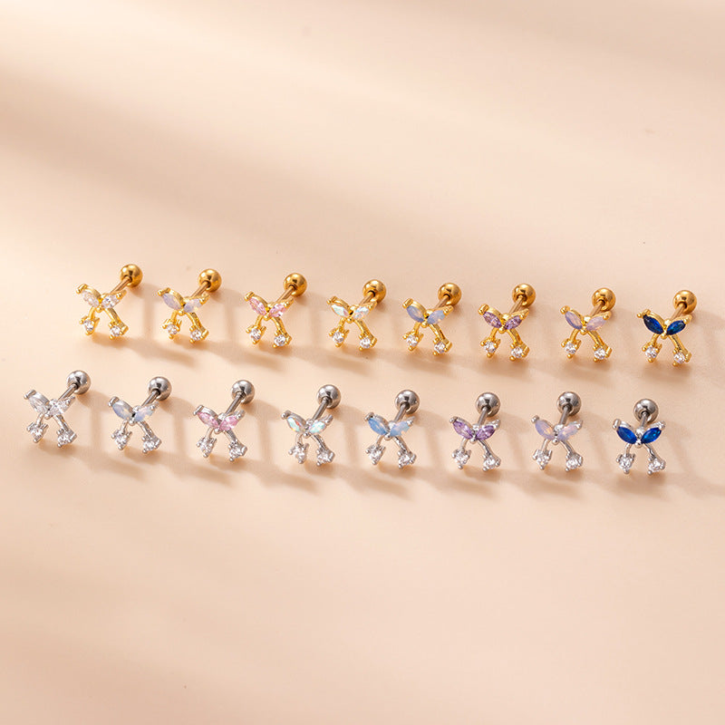 20G Tiny Butterfly Daith Stud Cartilage Piercing - 316L Surgical Steel Earring for Helix, Tragus, Conch | Perfect for Everyday Wear & Body Jewelry Gifts