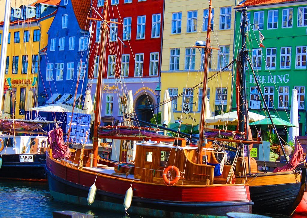 Premium Wooden Jigsaw Puzzle for Adults - Nyhavn Copenhagen Landscape - 416 Unique Laser-Cut Pieces | Made in USA by Nautilus Puzzles | Perfect for Stress Relief, Home Decor & Gift Giving